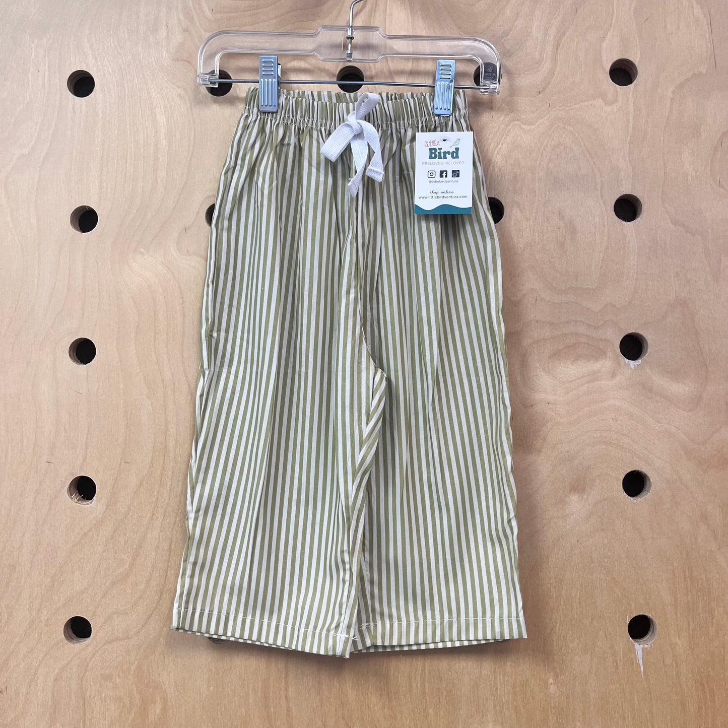 Green Striped Pull On Pants