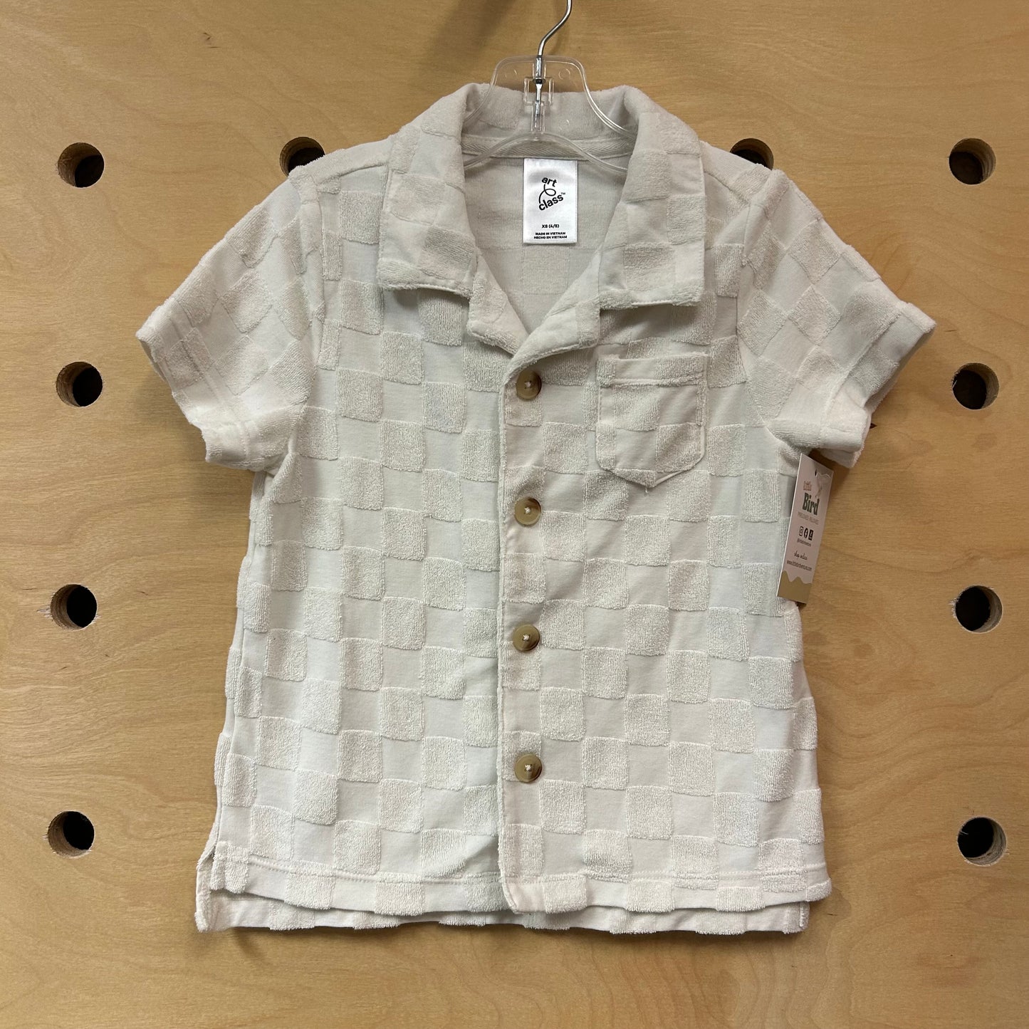 Cream Raised Cherboard Button Up