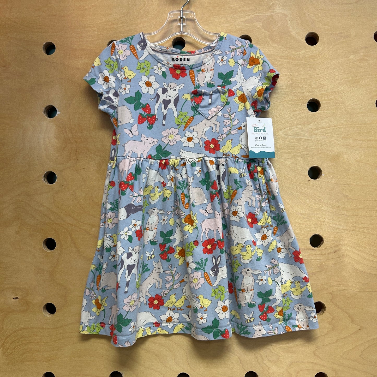 Blue Farm Animals/Heart Pocket Dress