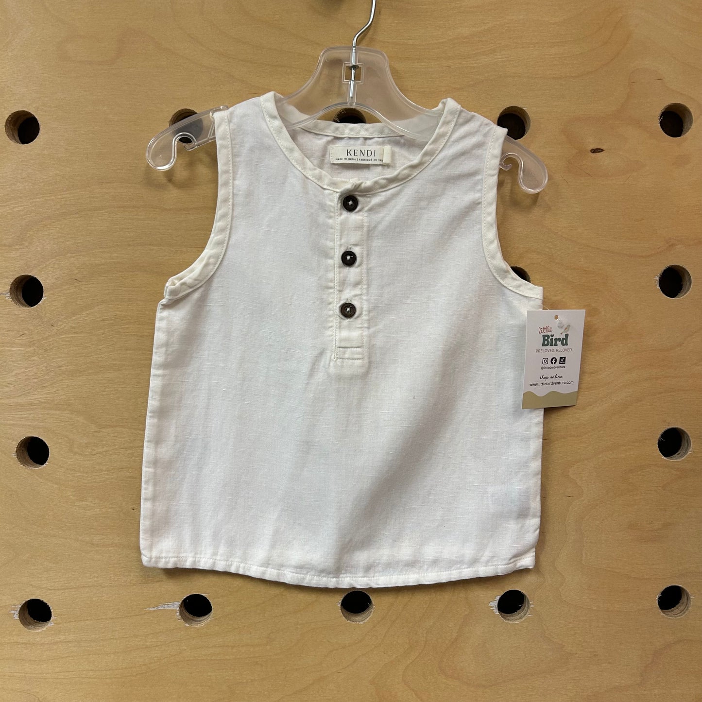 White Linen/Cotton Tank