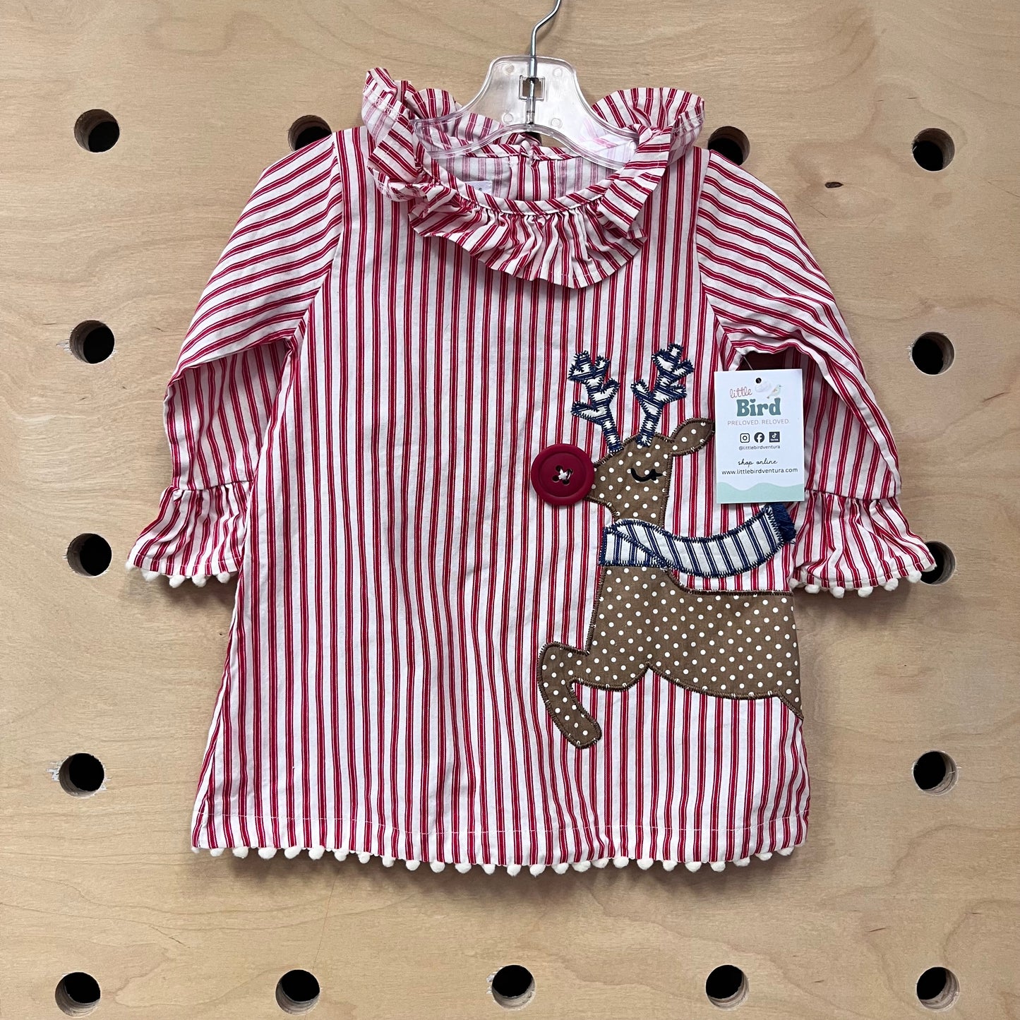 Striped Rudolph Button Nose Dress