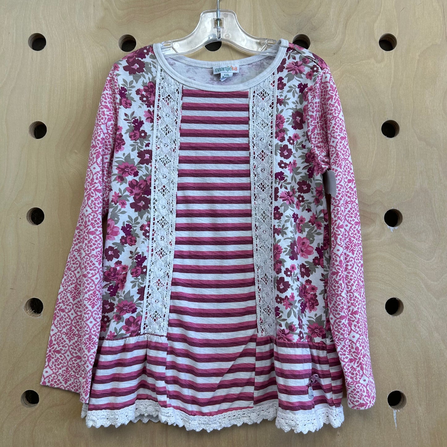 Pink Floral Striped Top