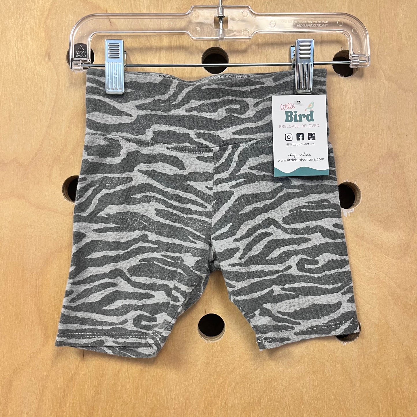Grey Zebra Print Bike Shorts