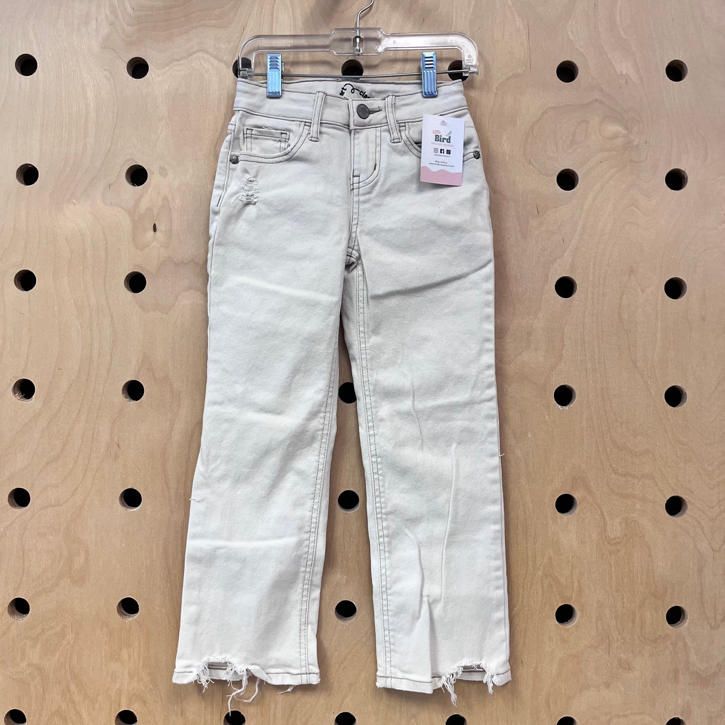 Cream Distressed Denim