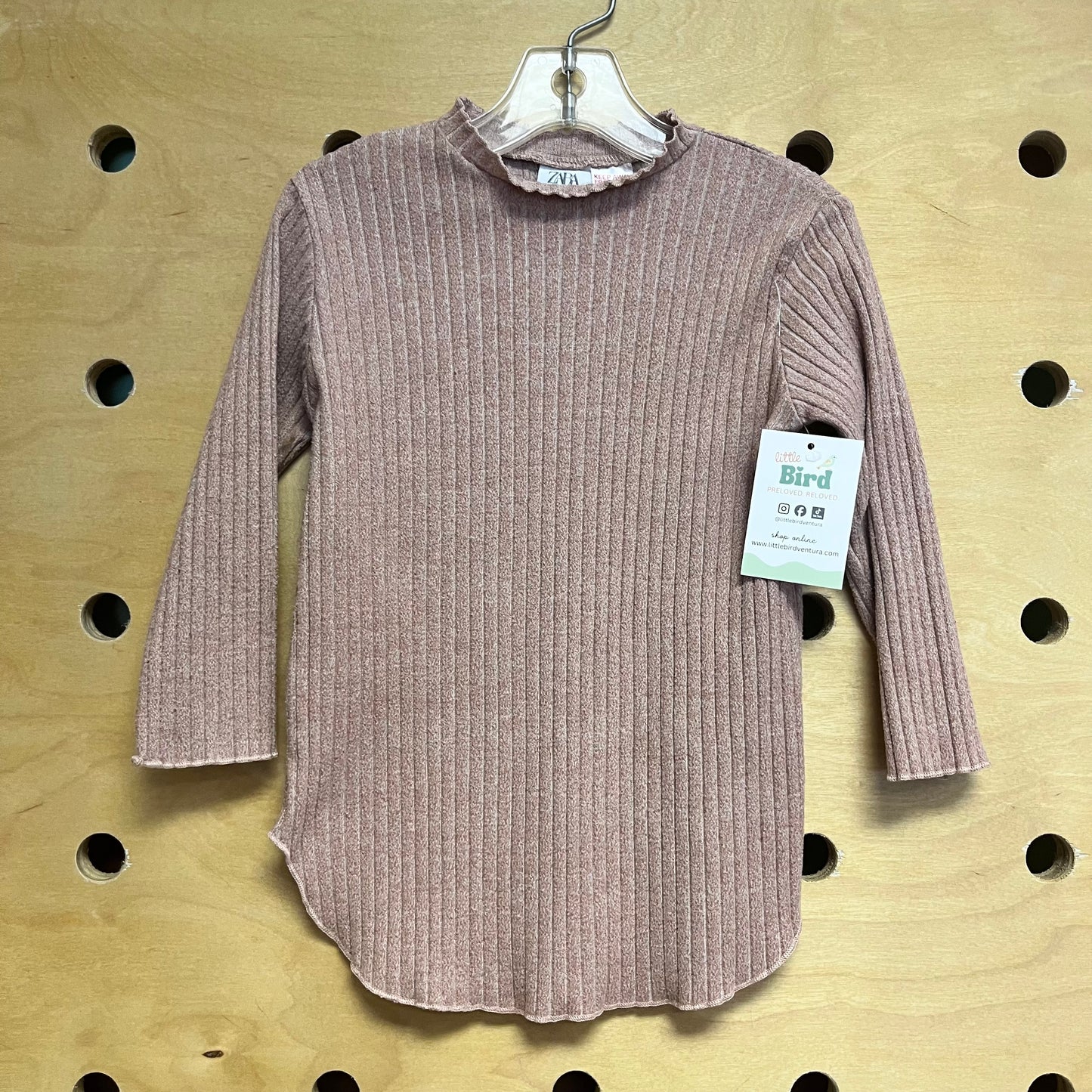 Pink Ribbed Turtle Neck Dress