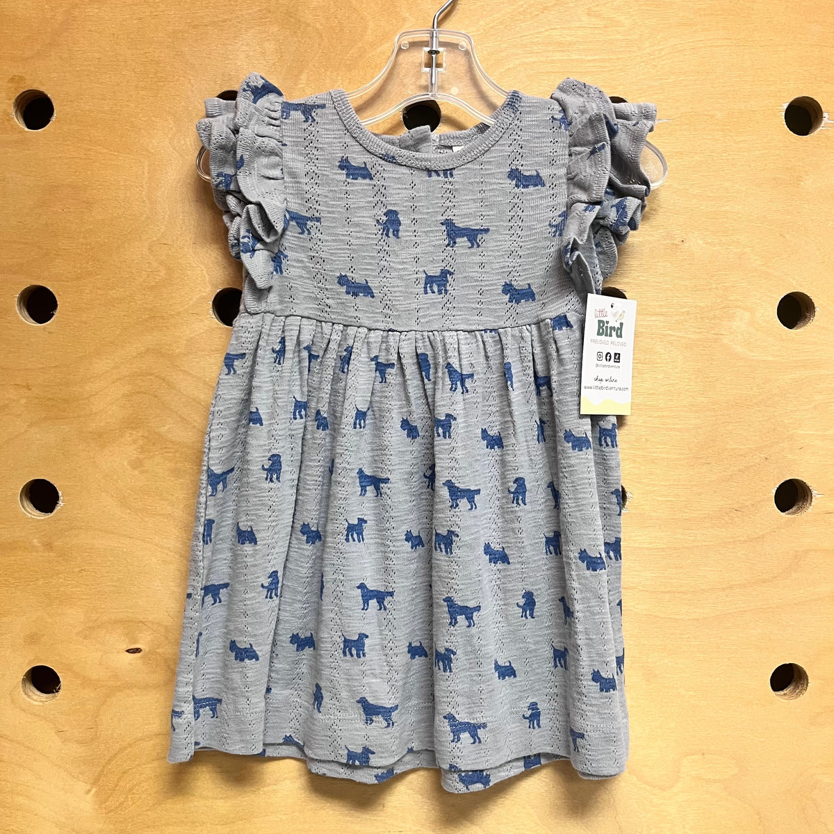 Grey/Blue Organic Pointelle Dogs Dress