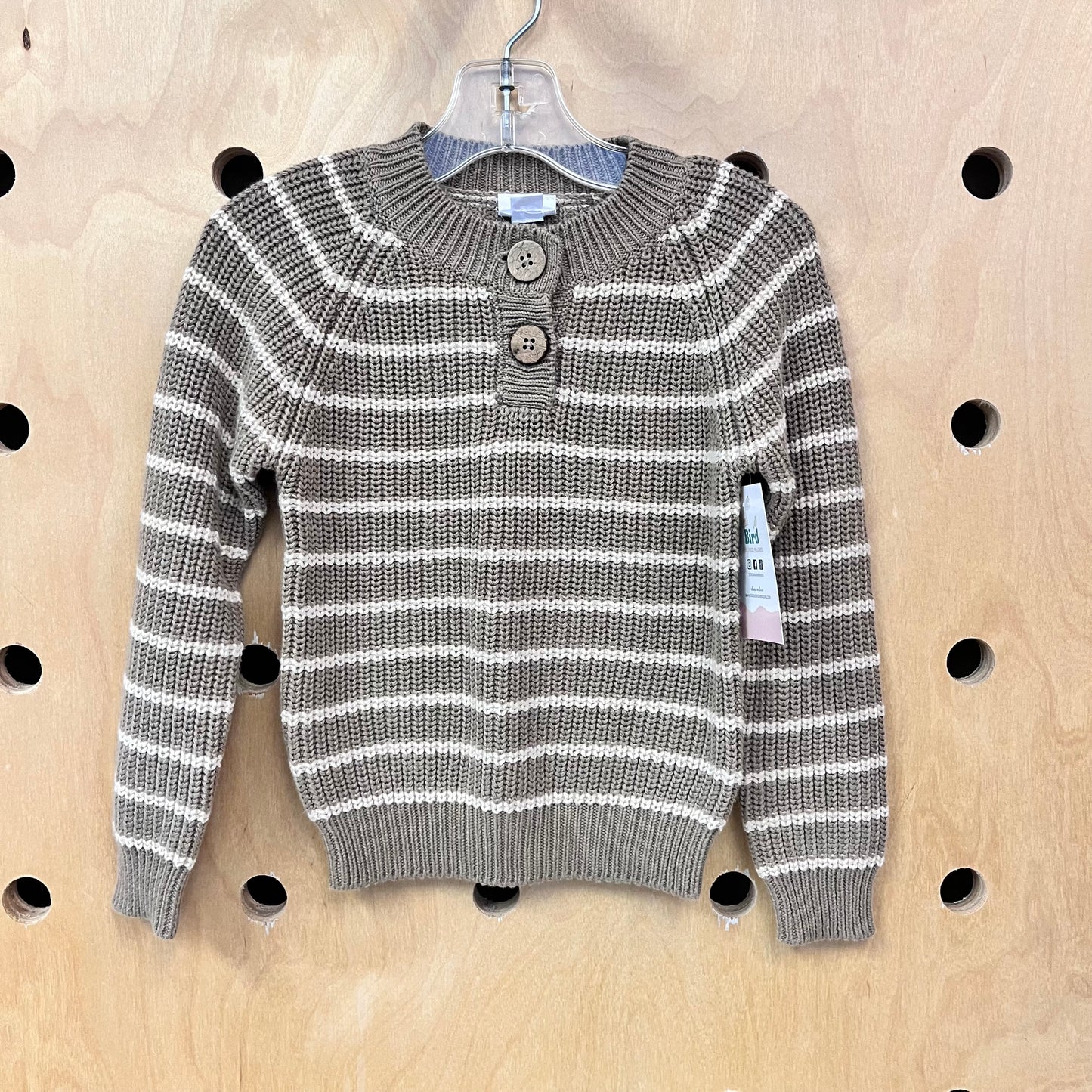 Taupe & Cream Striped Knit Sweater