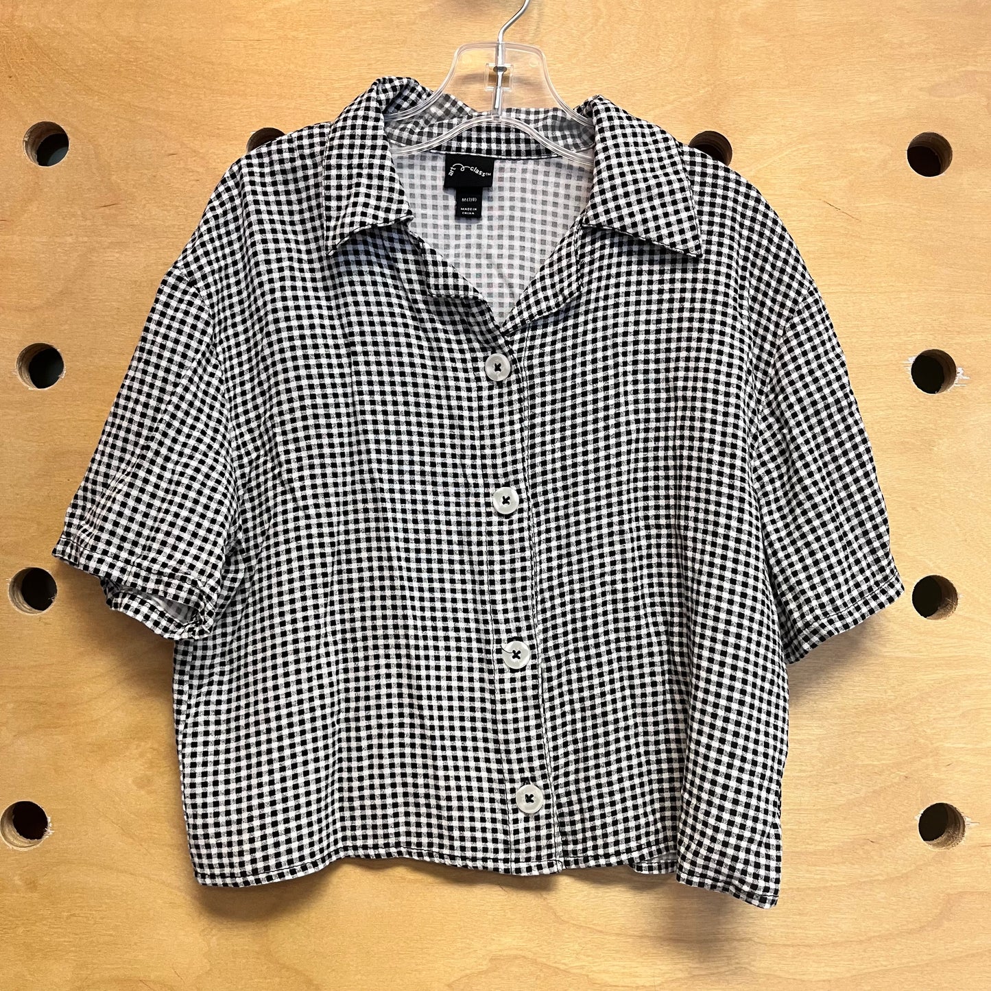 B/W Gingham Button Up
