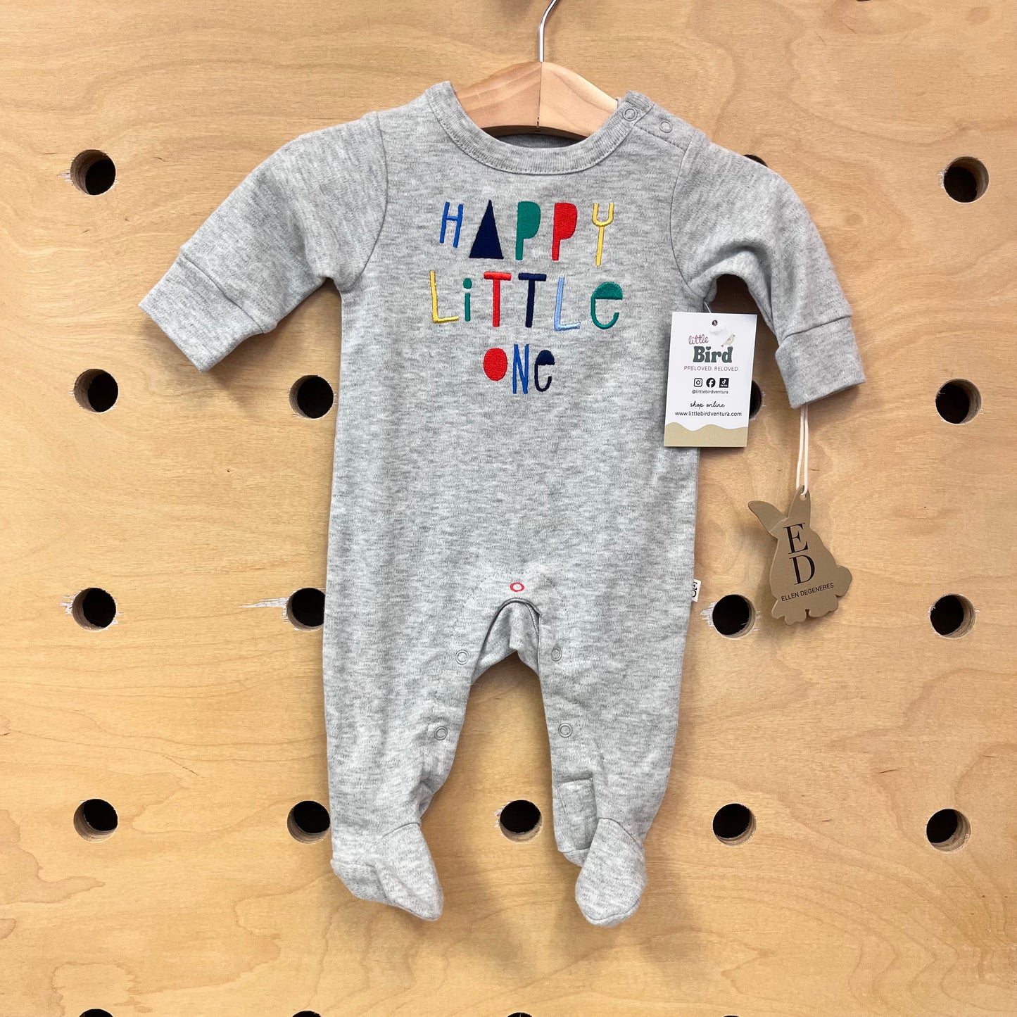 Grey 'Happy Little One' Footies NEW!