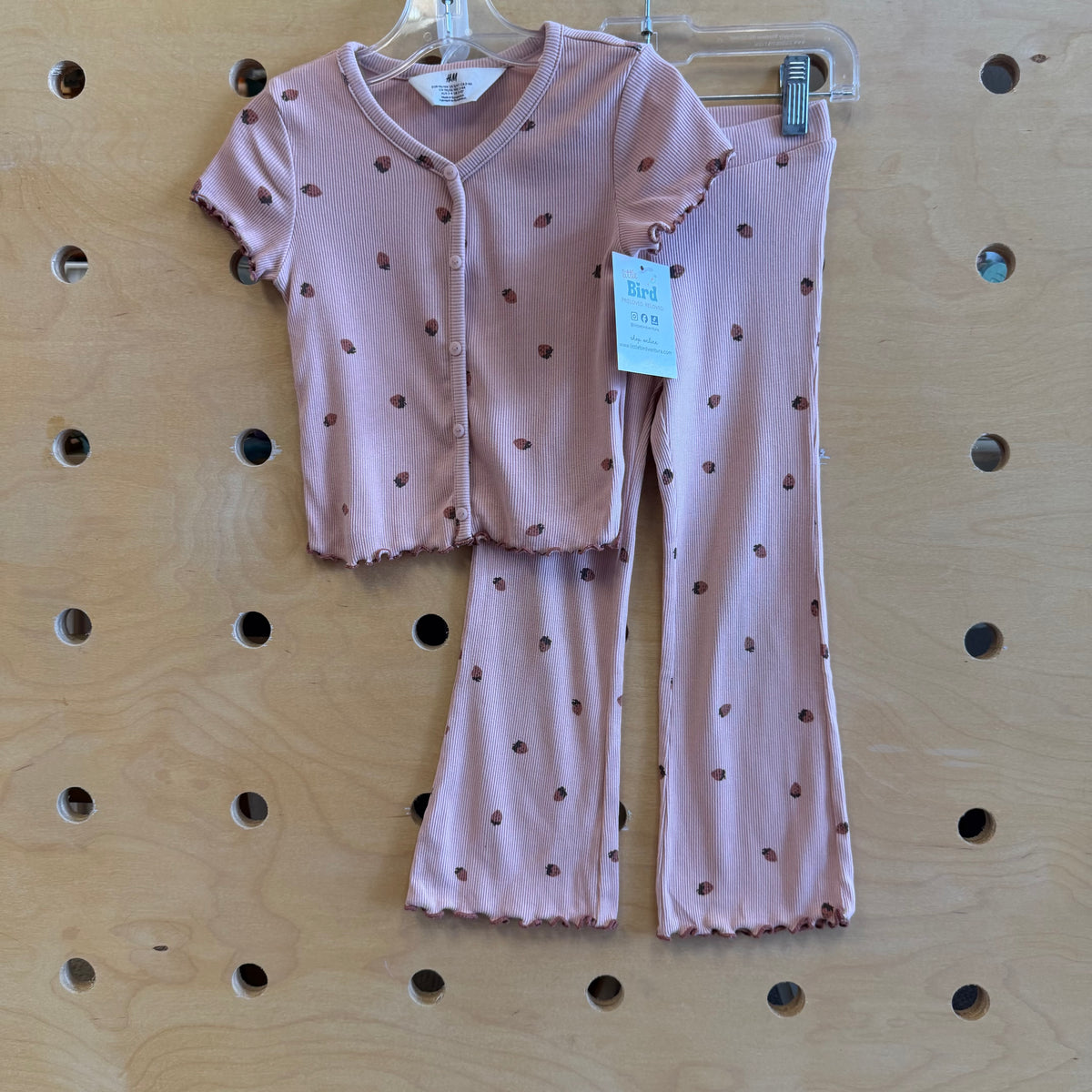 Pink Ribbed Ladybug Lettuce Hem Outfit