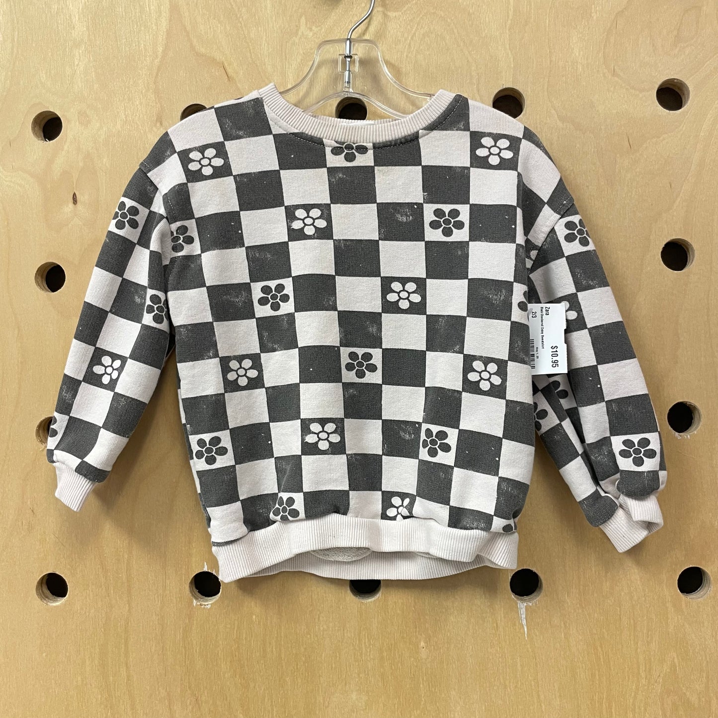 Black Checkered Daisy Sweatshirt