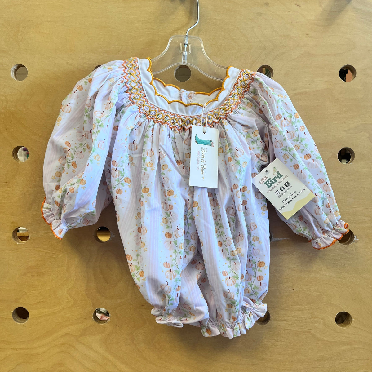 Pink Pumpkin Smocked Romper NEW!