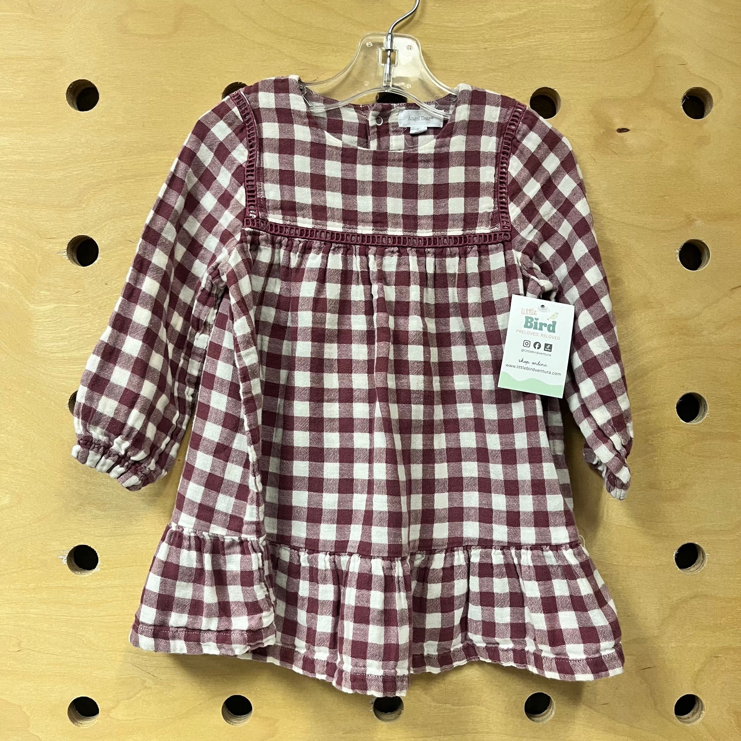 Wine Checkered Flannel Dress