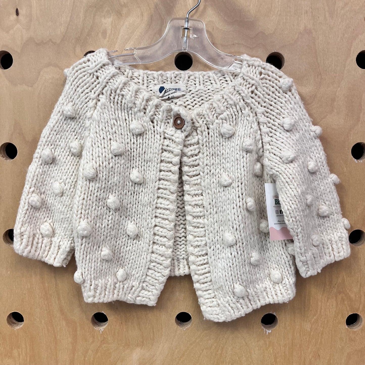 Cream Pom Knit Cardigan