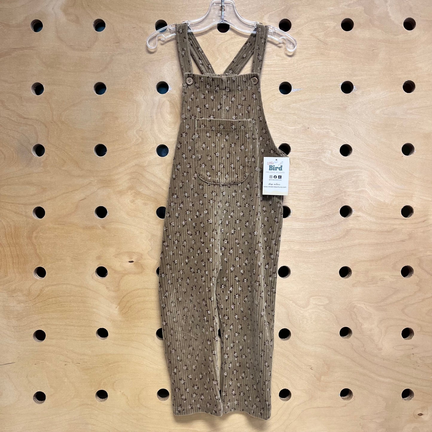 Brown/Cream Floral Cord Coveralls