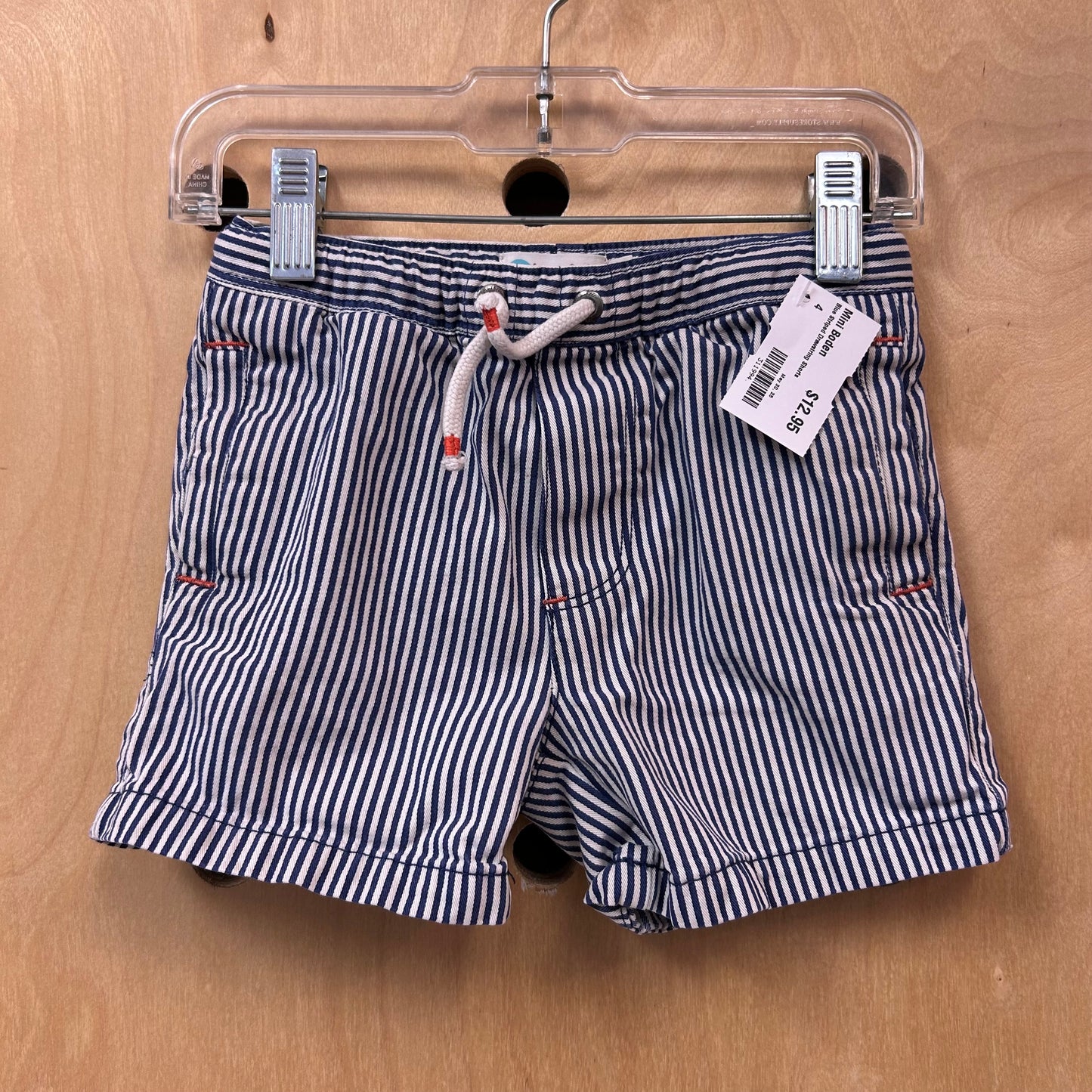 Blue Striped Drawstring Shorts
