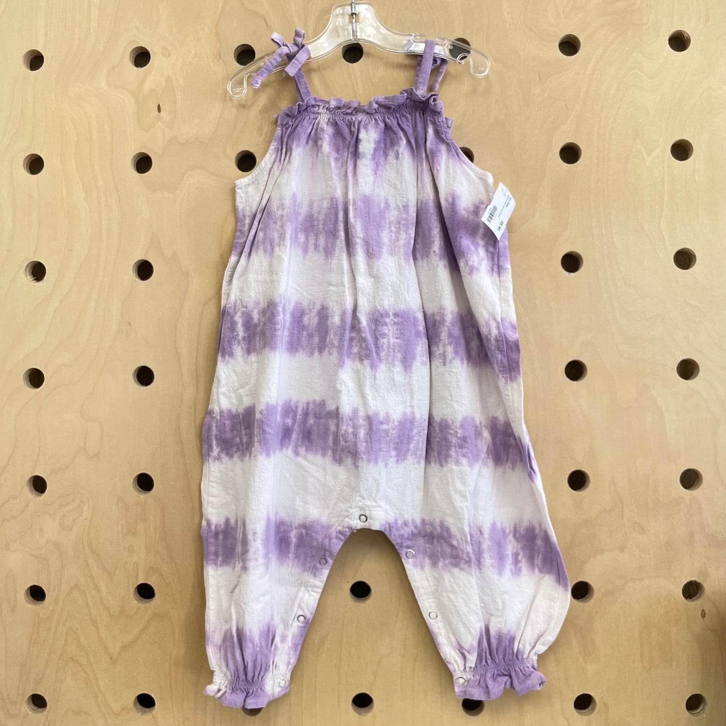 Purple & White Oversized Romper