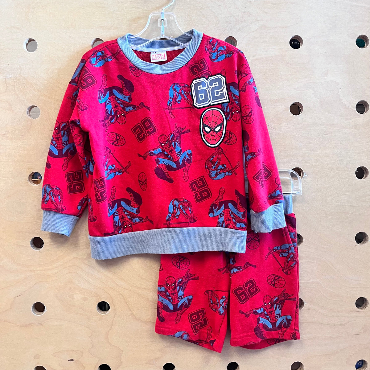 Red Spiderman Sweatshirt & Shorts