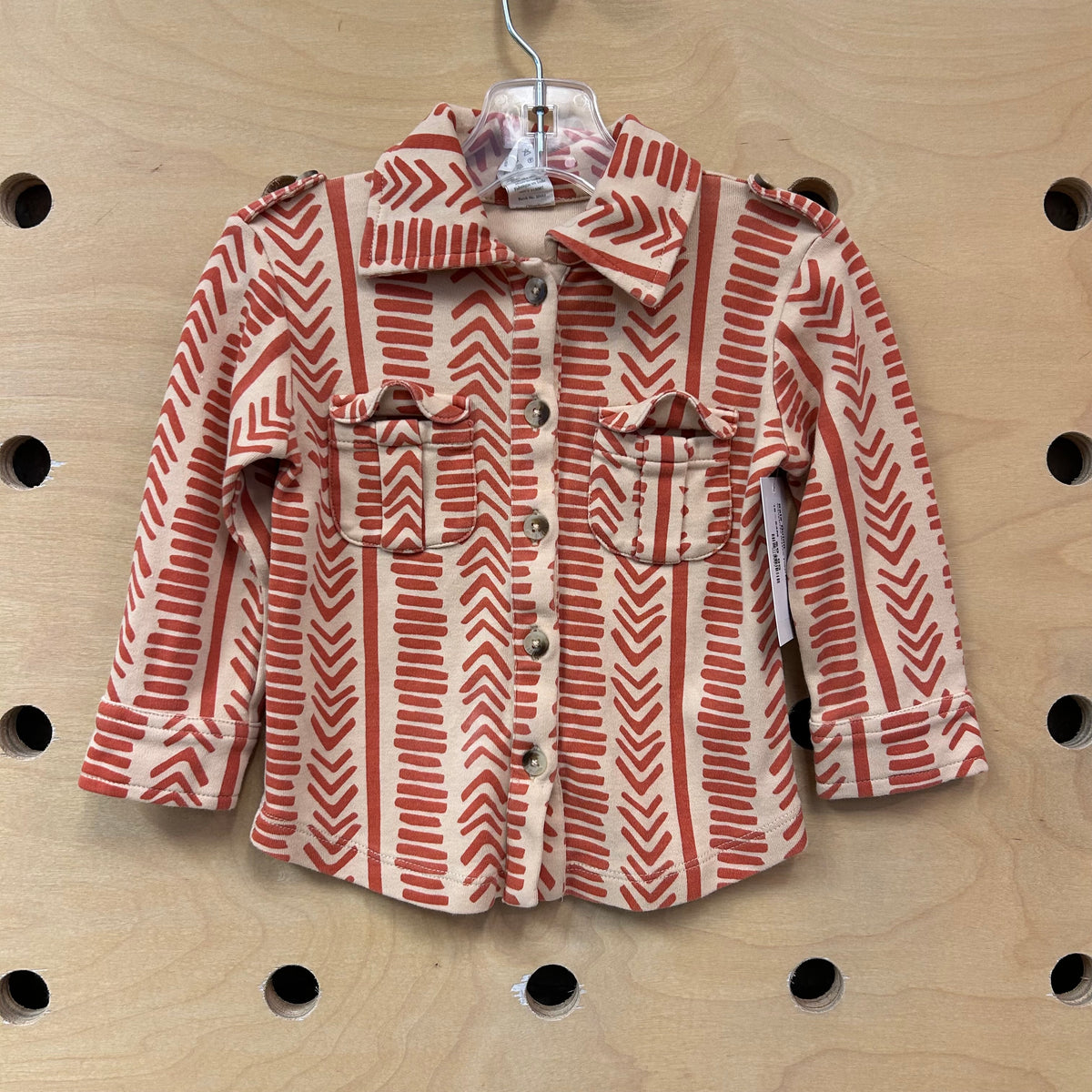 Orange/Tan Organic Tribal Print Button Up