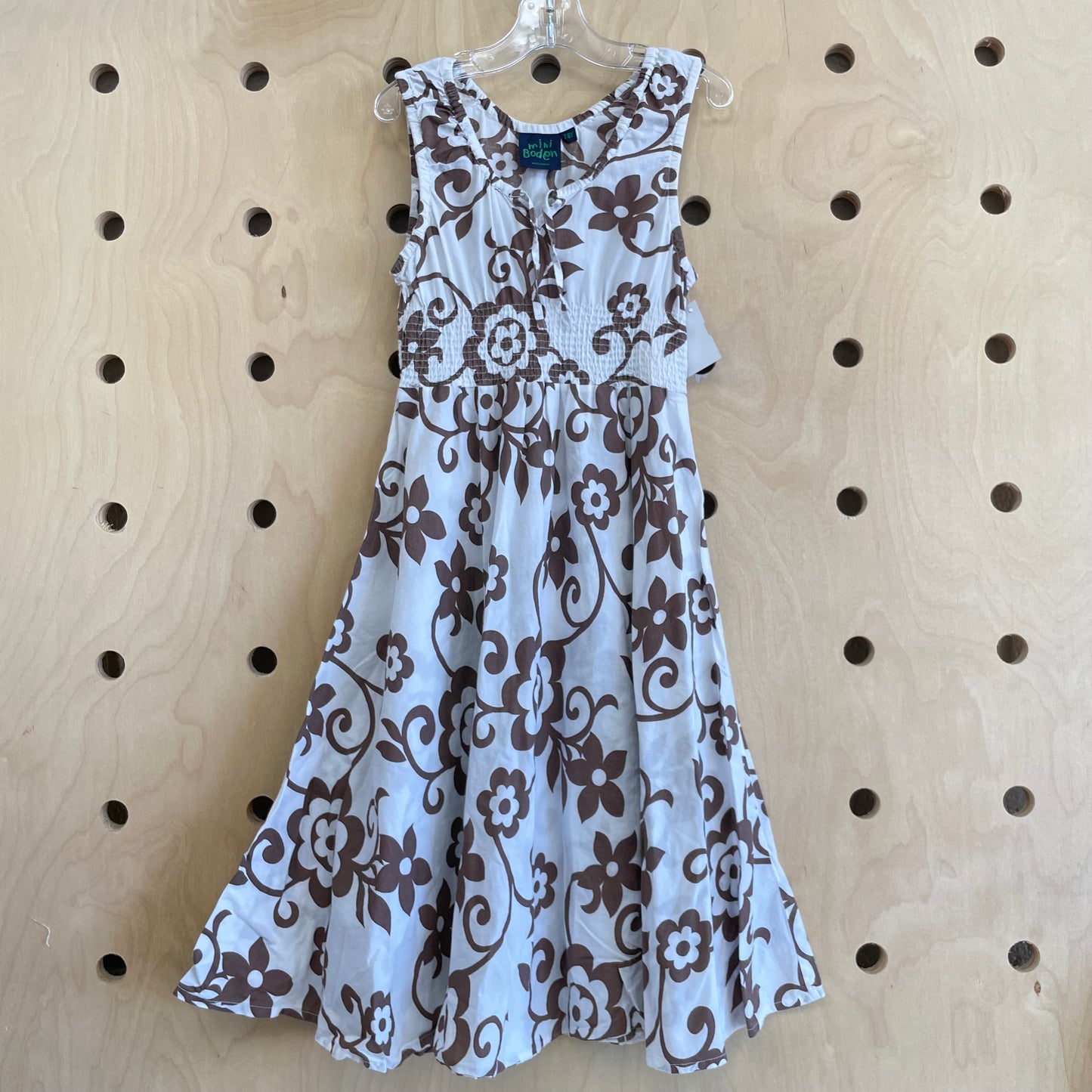 White & Brown Floral Dress