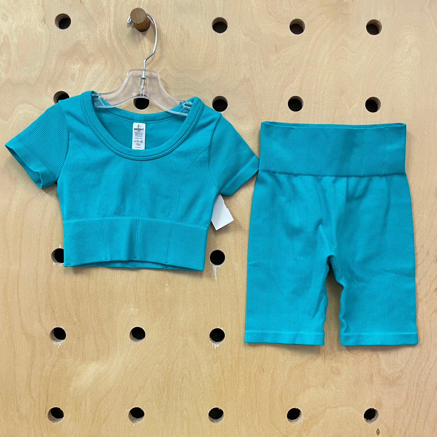 Turquoise Ribbed Active Outfit