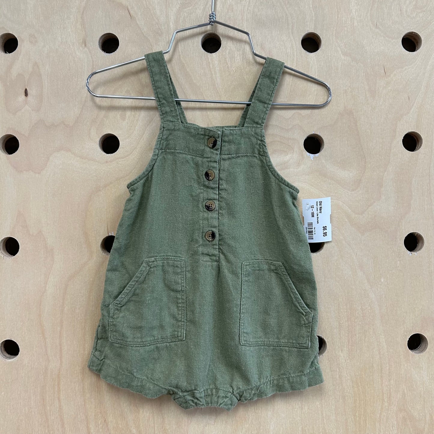 Green Linen-Like Shortalls