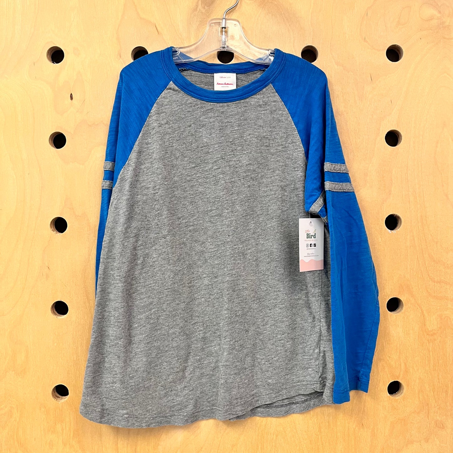 Grey + Blue Ringer Tee