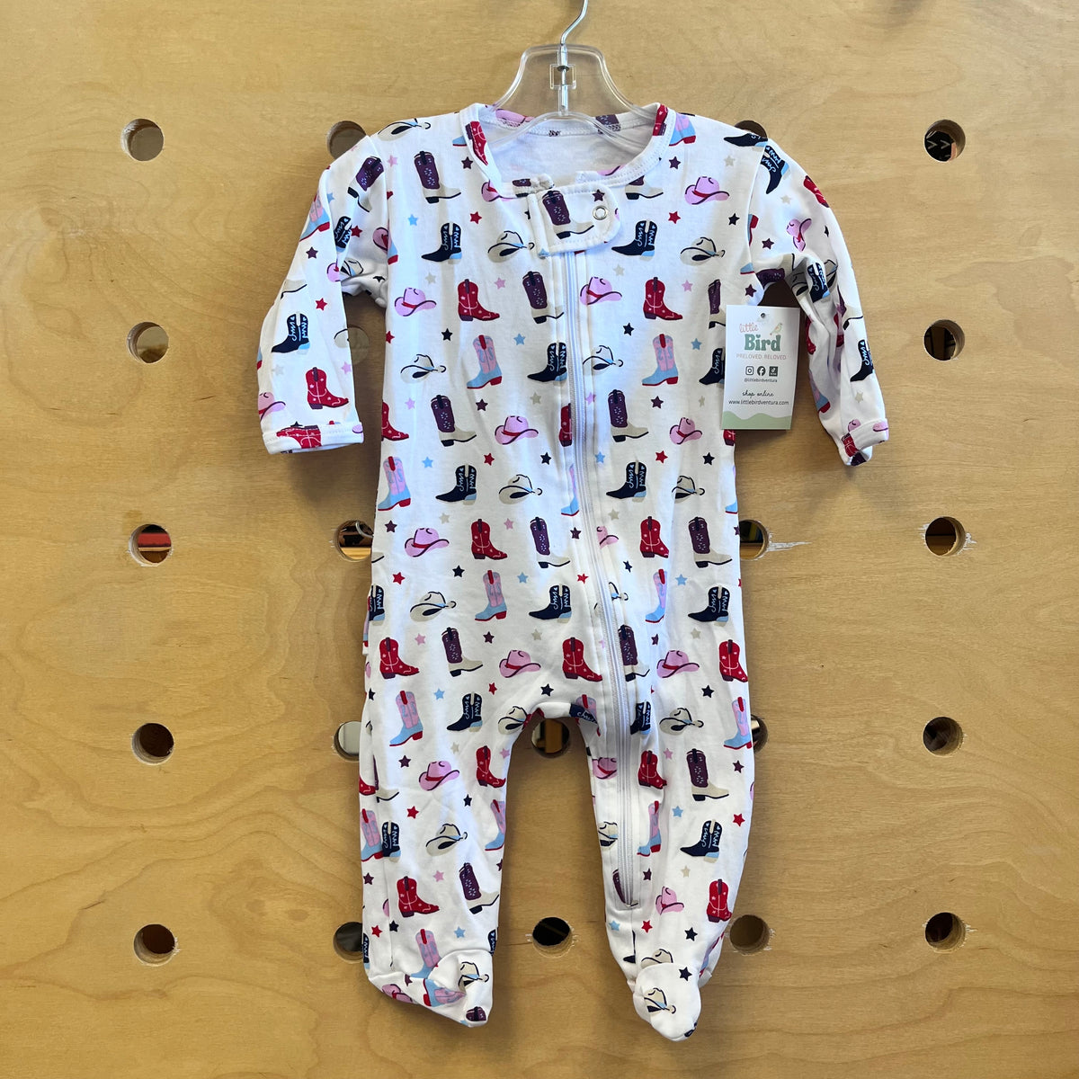 White/Pink Cowgirl Boots Footies