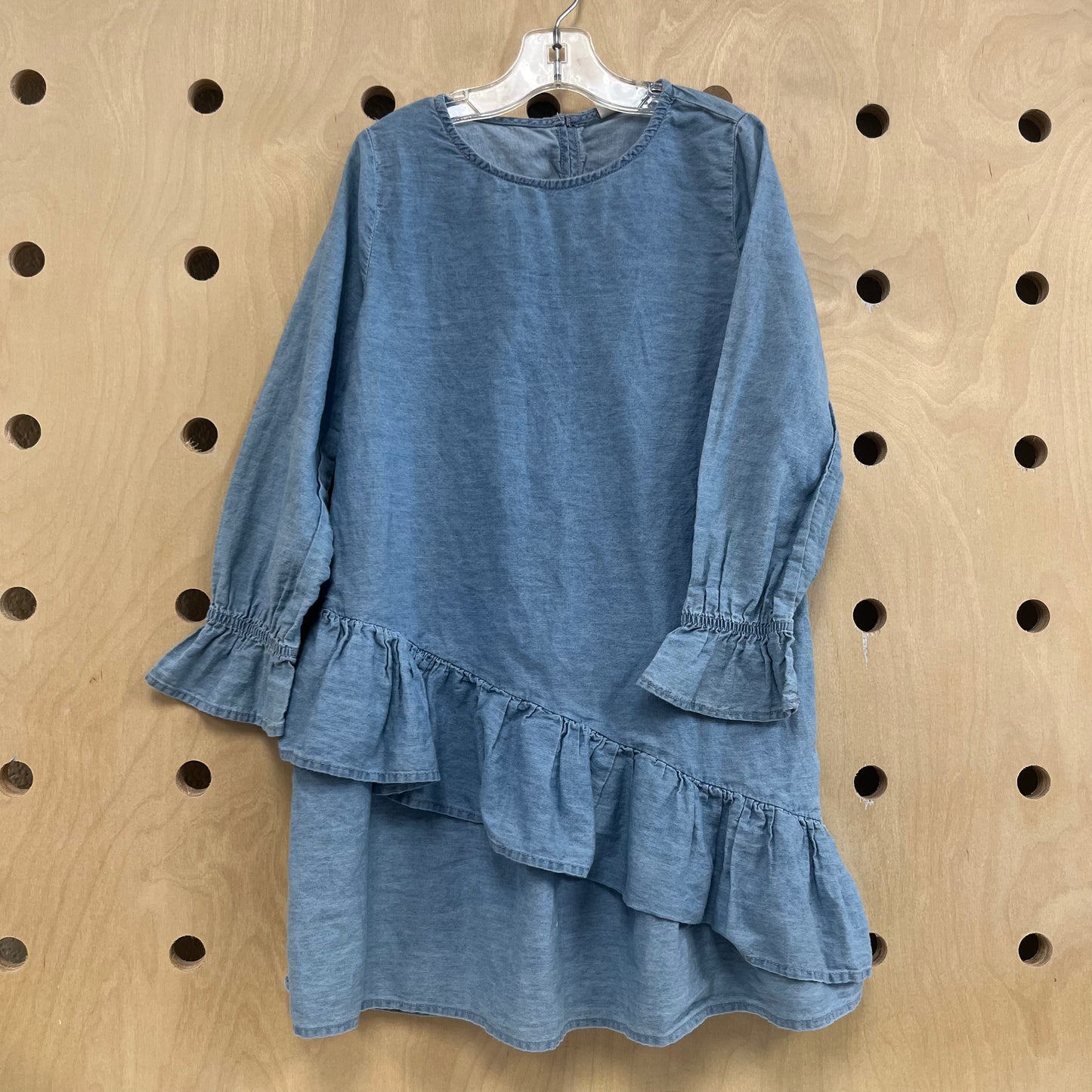 Light Wash Ruffle Denim Dress