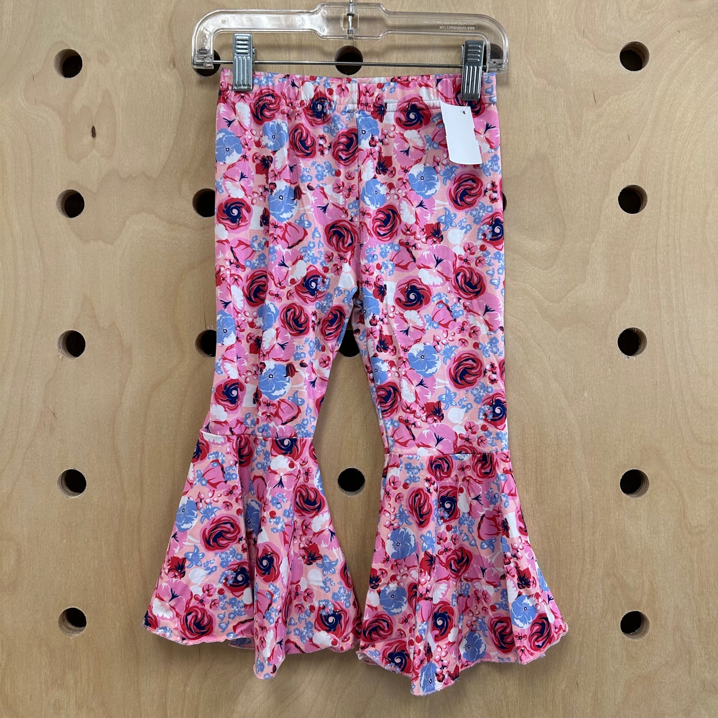Pink Floral Bell Bottom Leggings