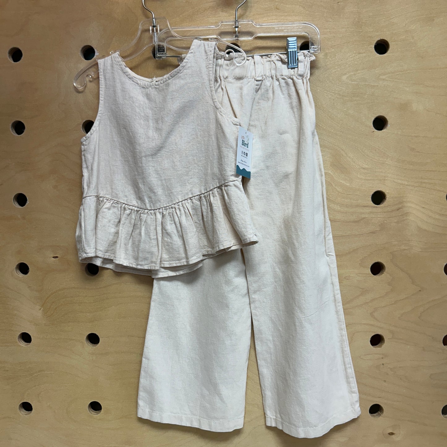 Beige Linen Blend Tank & Flowy Pants