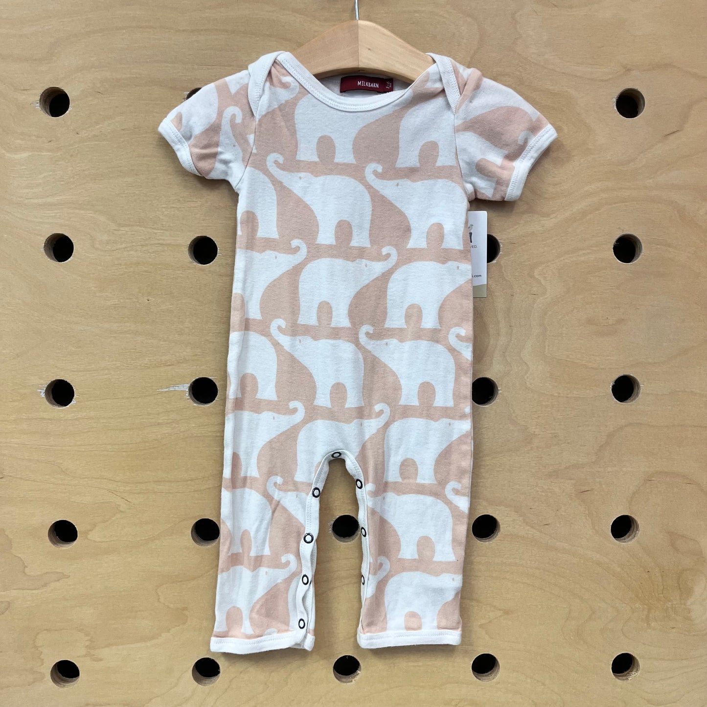 Pink & White Elephants Romper
