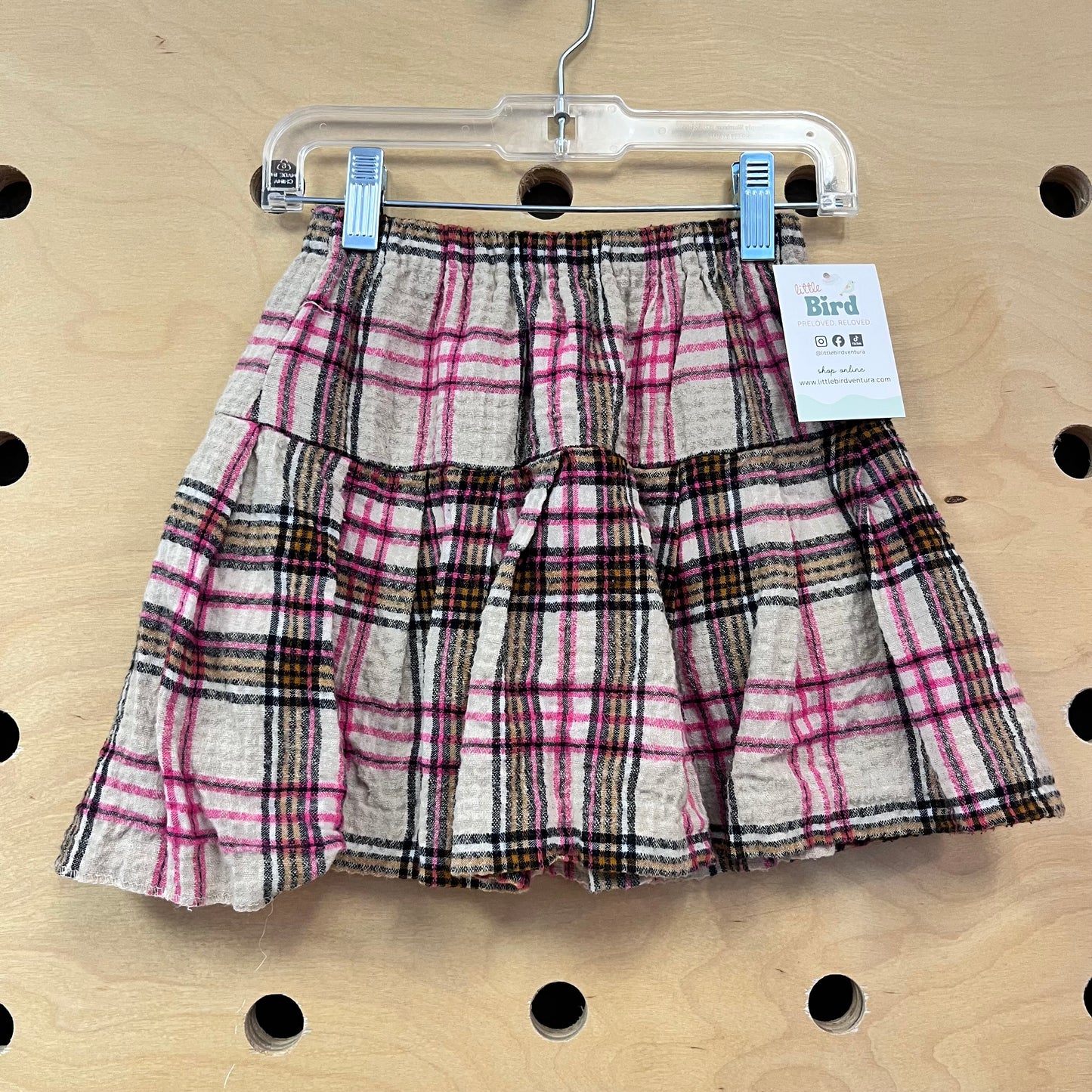 Tan/Pink Plaid Gauze Skirt