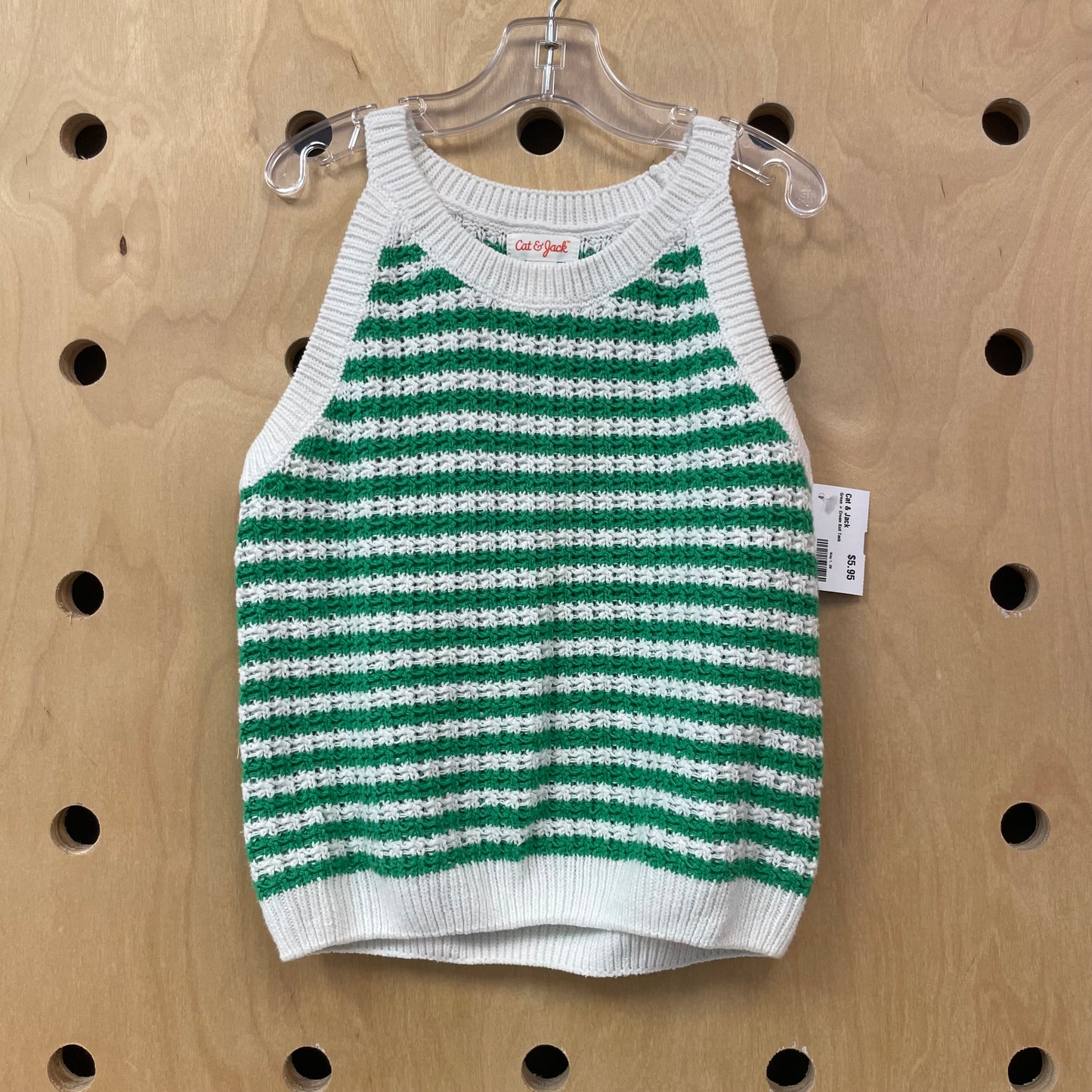 Green + Cream Knit Tank
