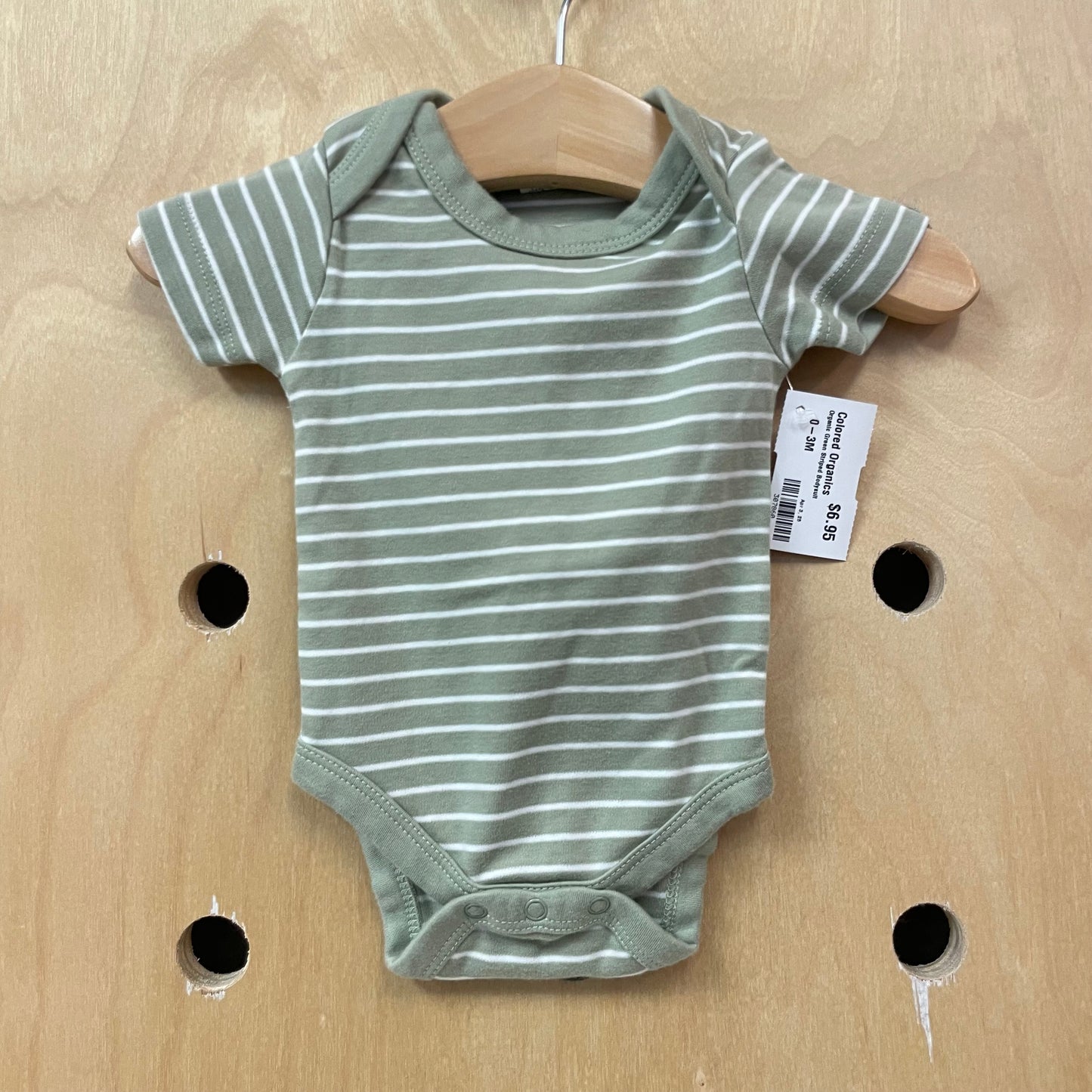 Organic Green Striped Bodysuit