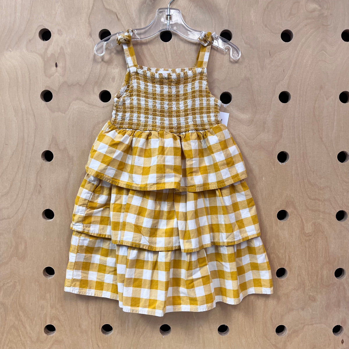 Yellow Plaid Smocked Dress