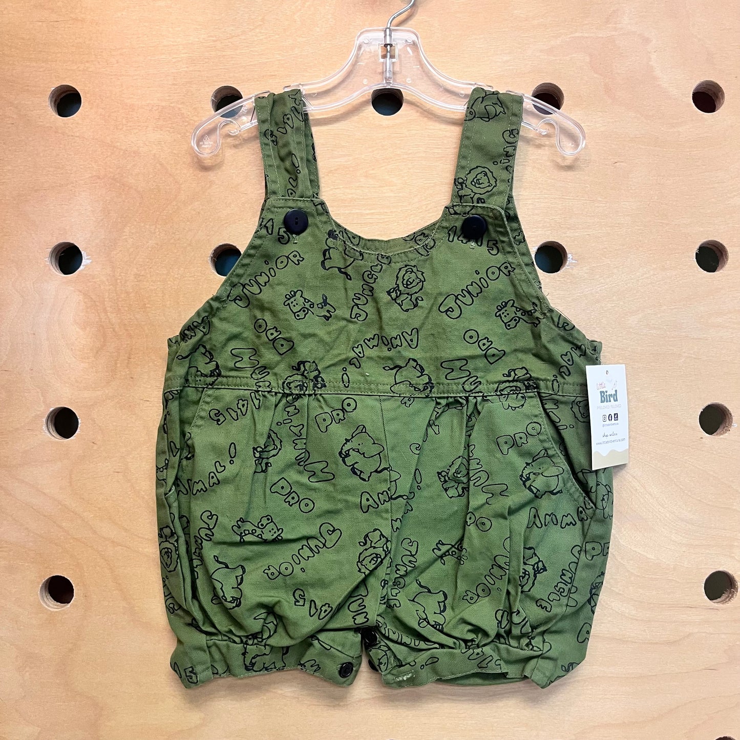 Green Jungle Animals Shortalls