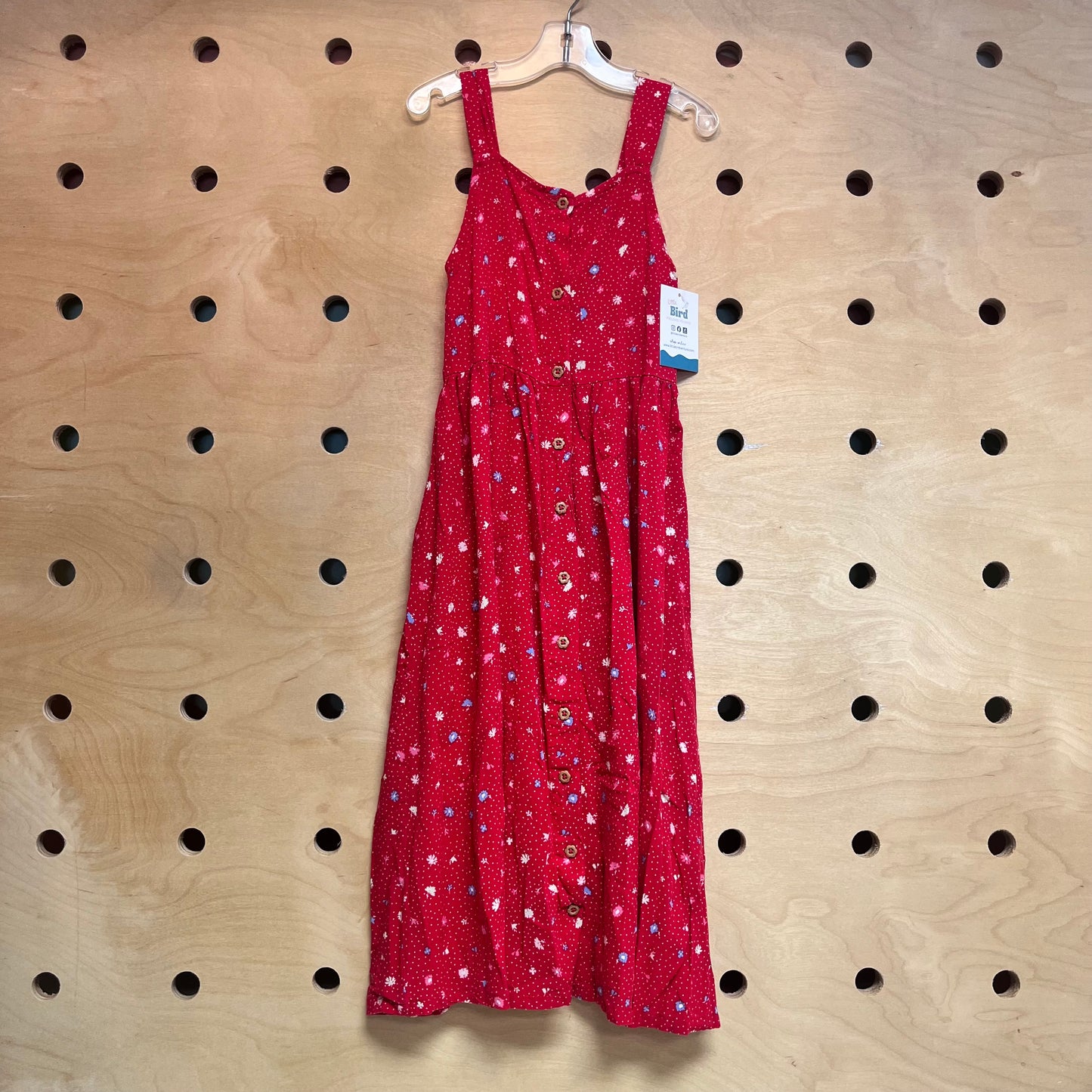 Red Floral Button Dress