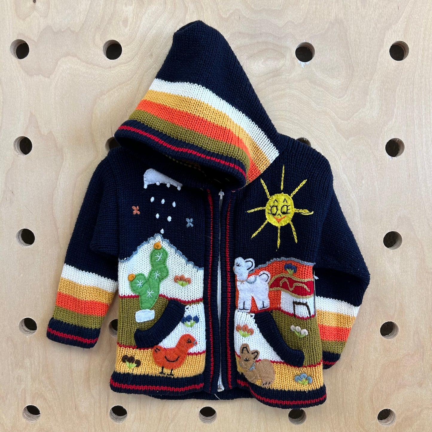 Black Peruvian Knit Zip Hoodie