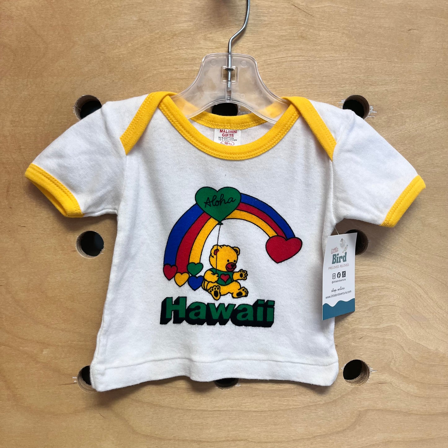 White/Yellow Rainbow Bear 'Aloha' Tee