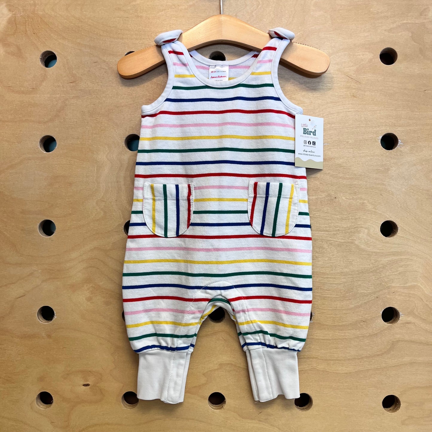 White Colorful Striped Romper
