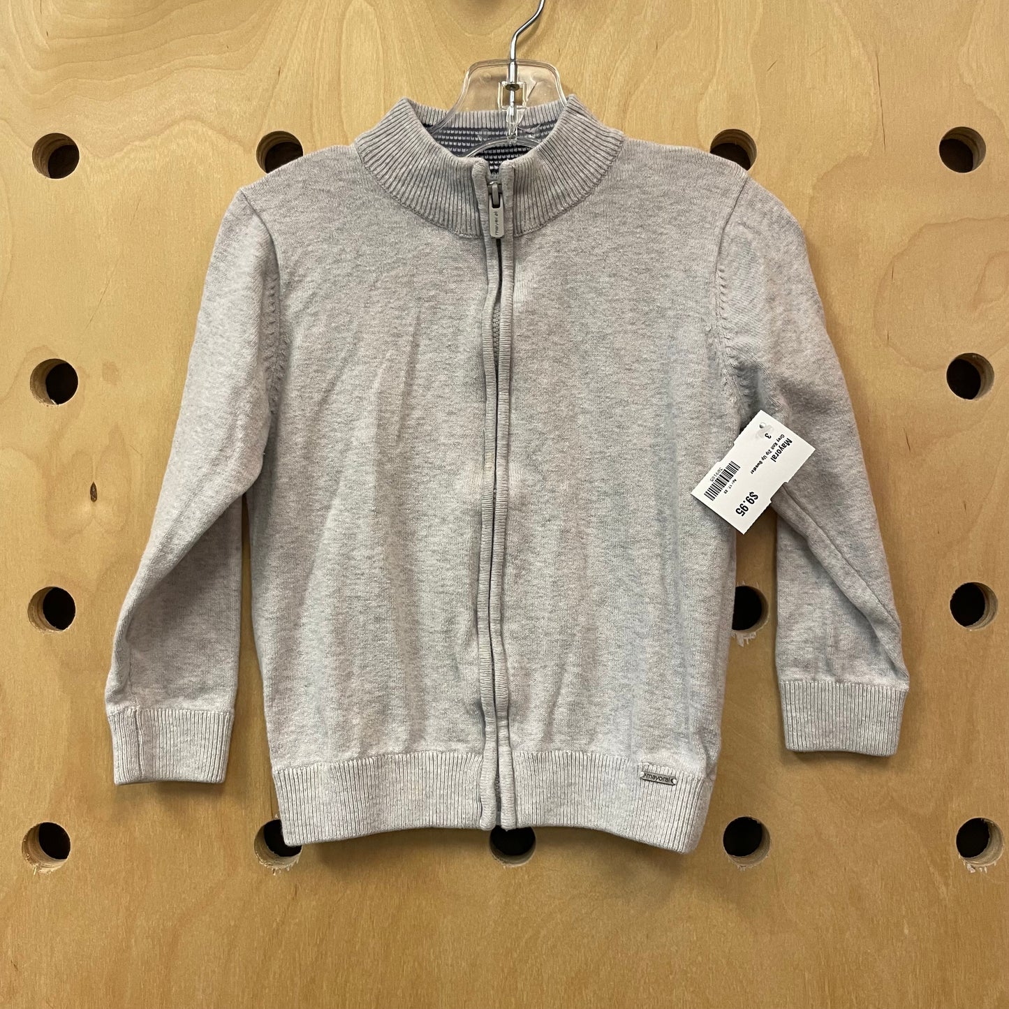 Grey Knit Zip Up Sweater