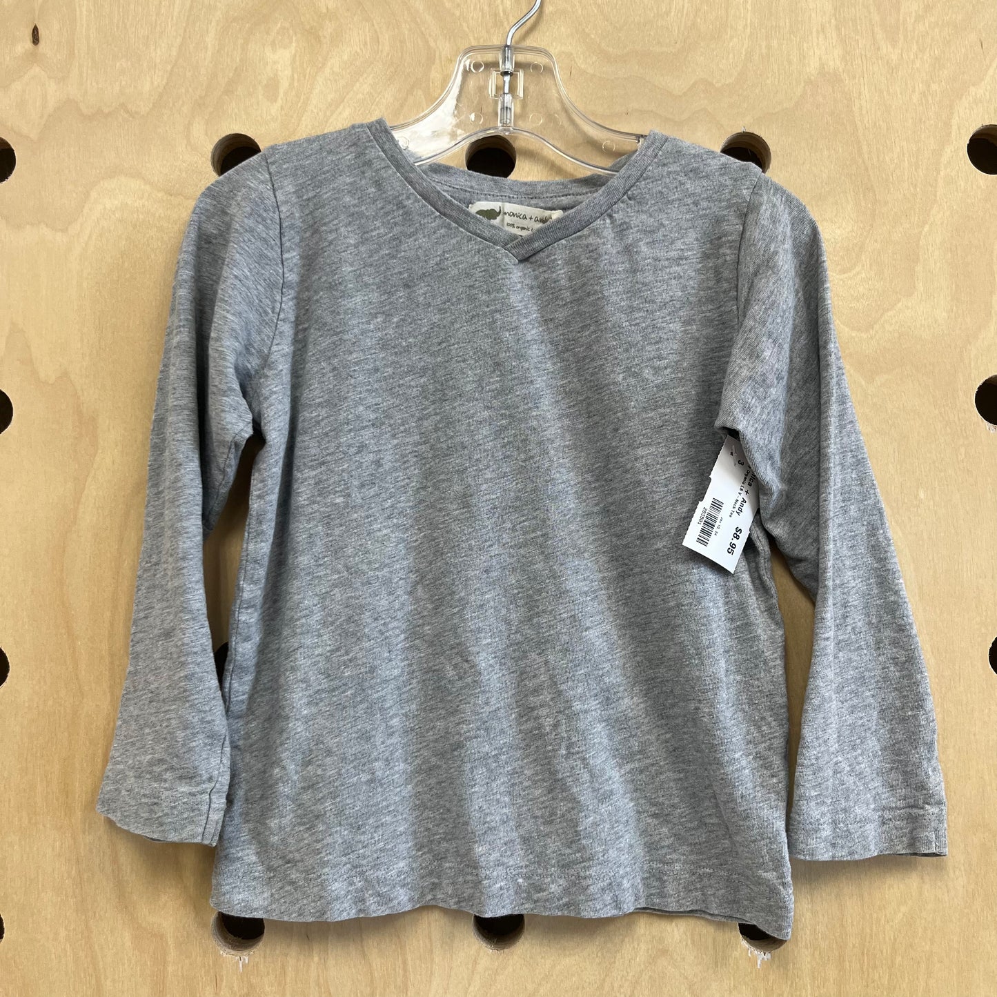 Grey Organic LS V-Neck Tee