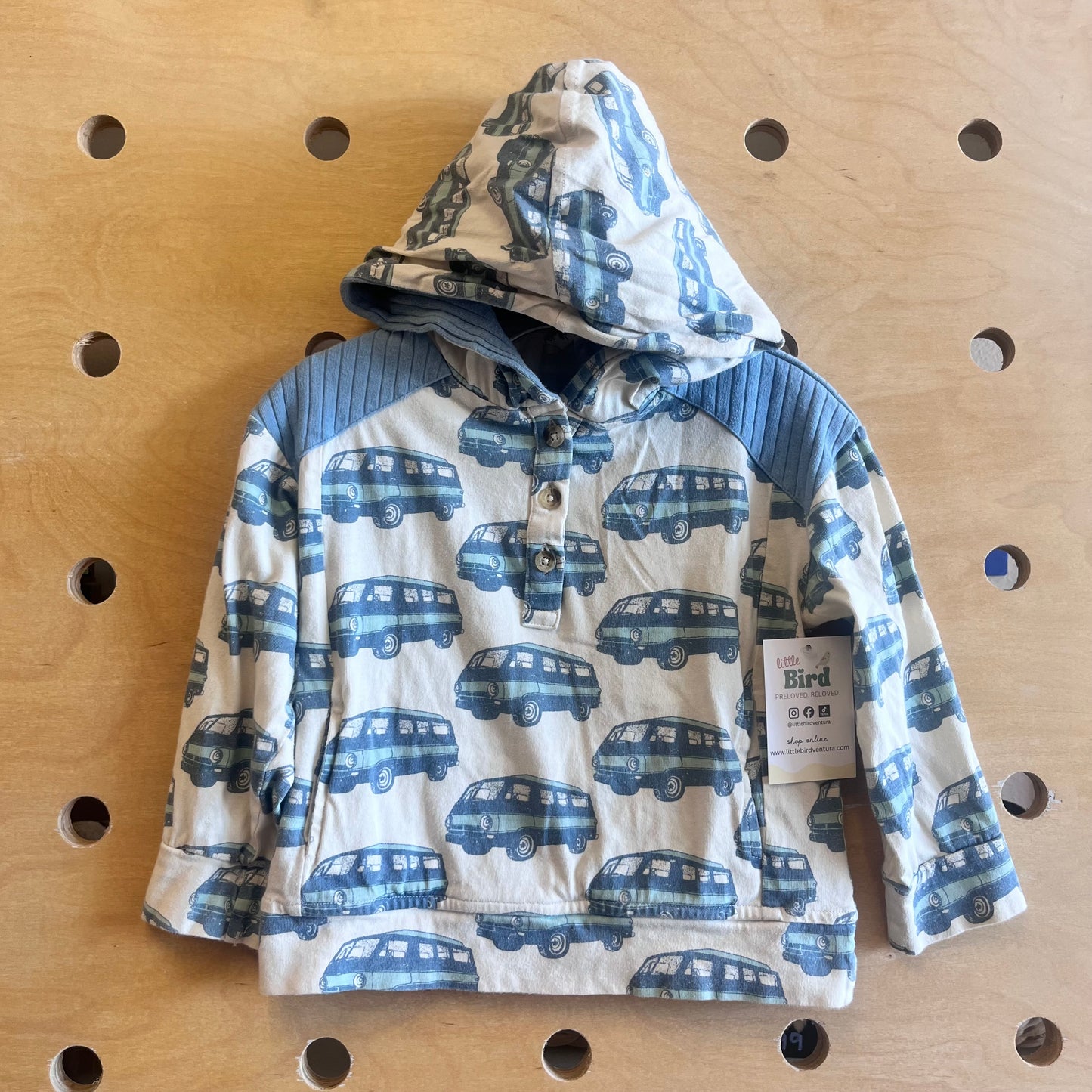 Organic Cream/Blue VW Bus Hooded LS