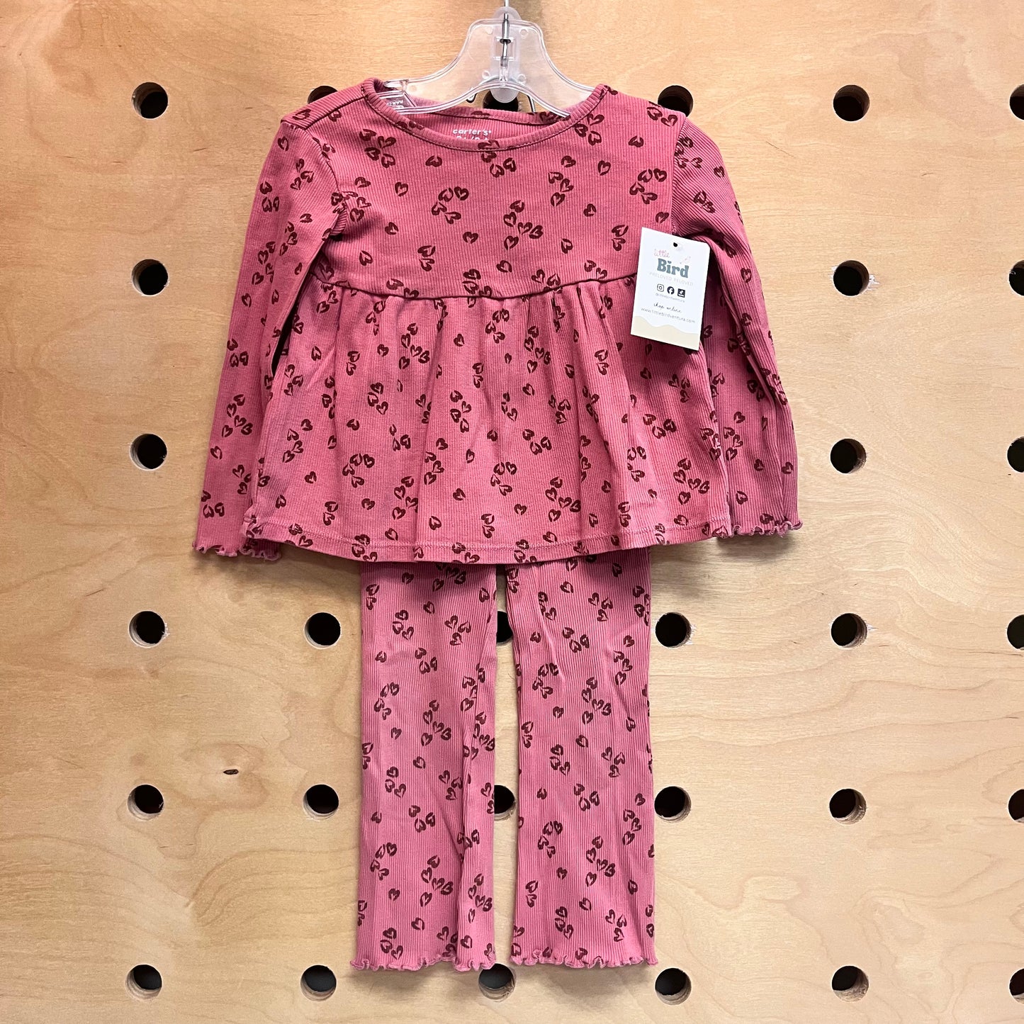 Pink/Brown Hearts Ribbed Outfit