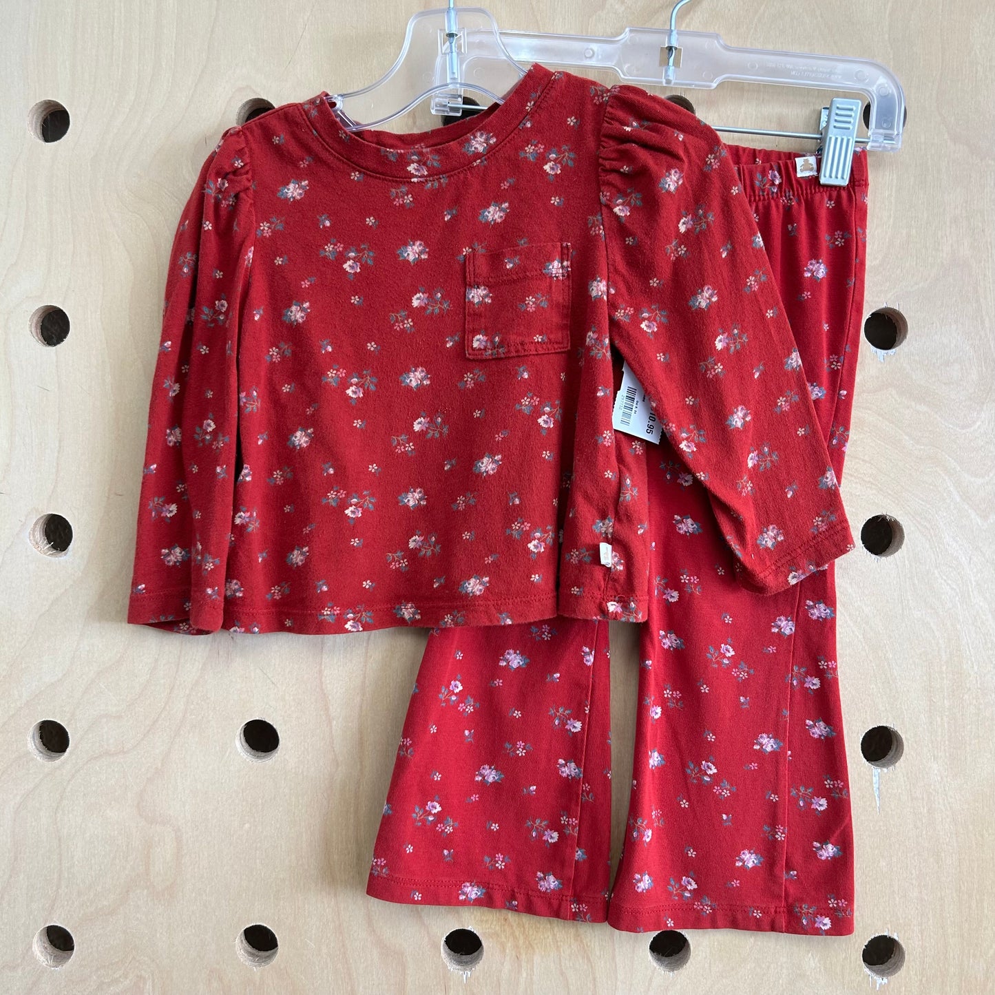 Red Floral Top & Flare Bottoms
