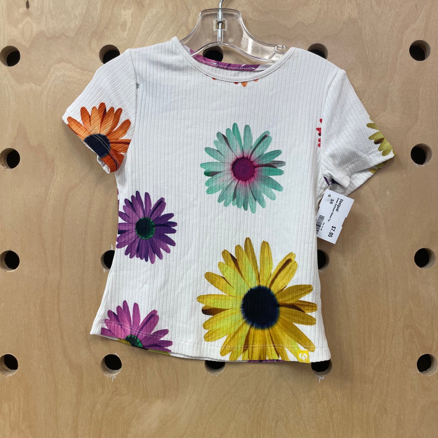 Cream Sunflower Ribbed Top