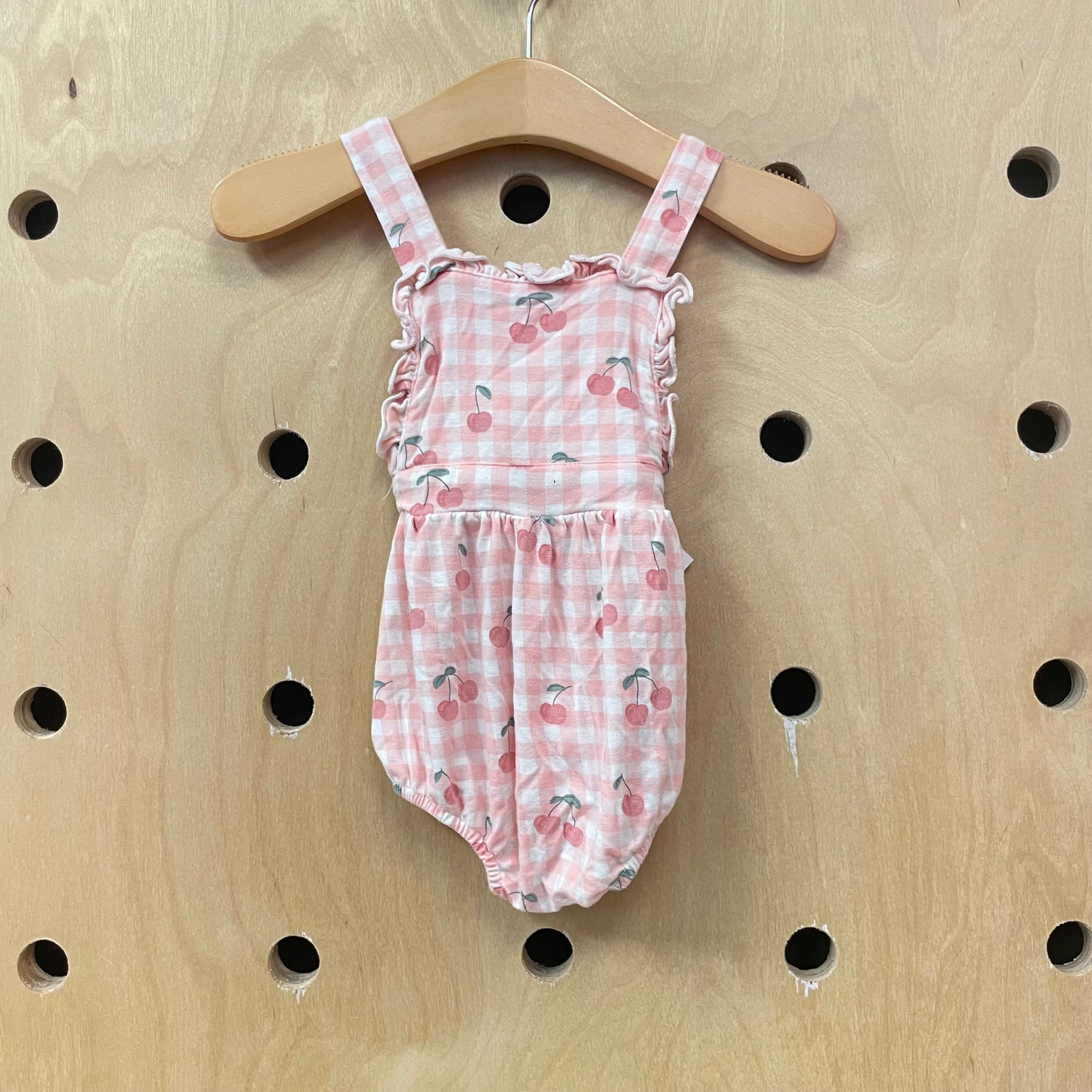 Pink Cherries Gingham Bamboo Romper