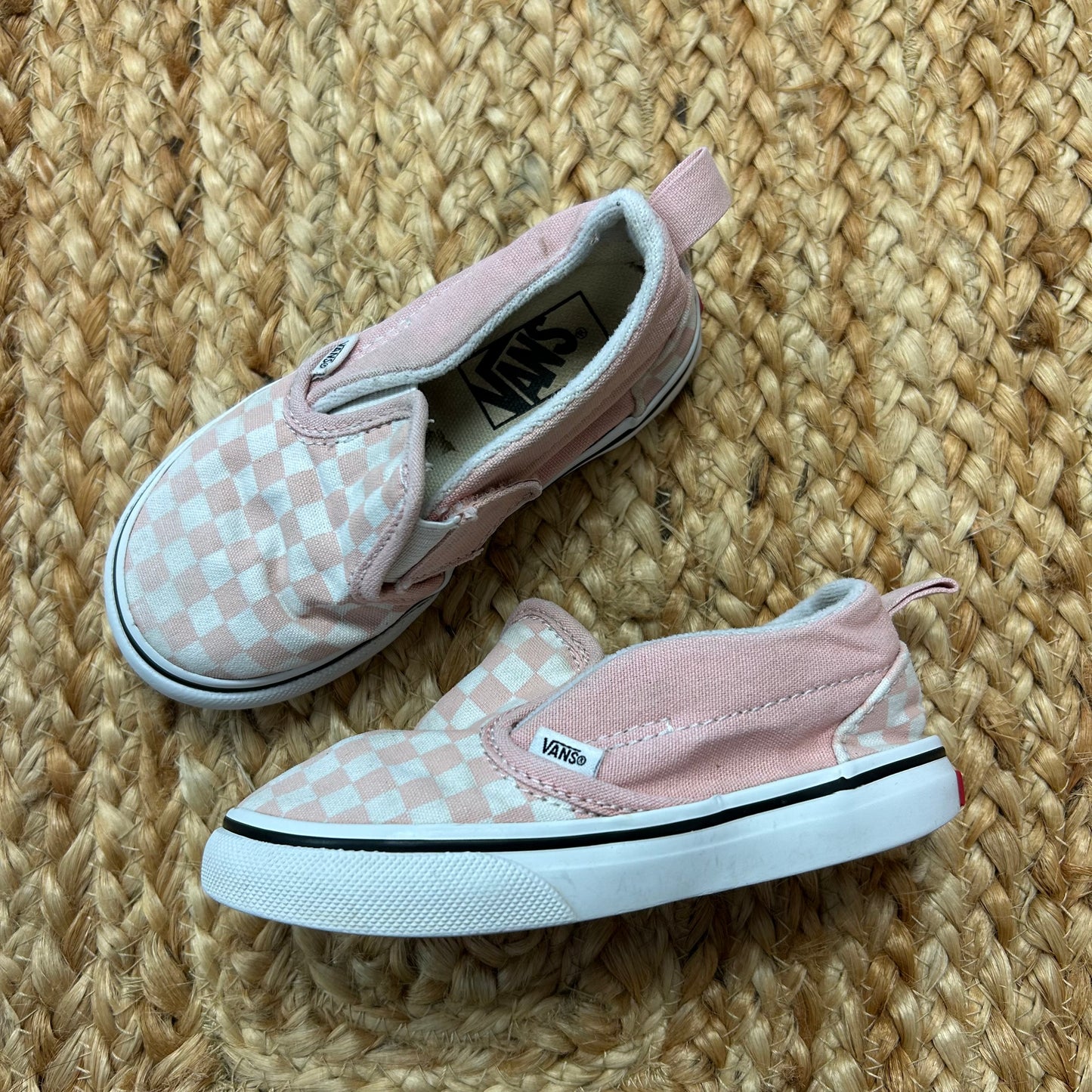 Pink Checkered Slip Ons