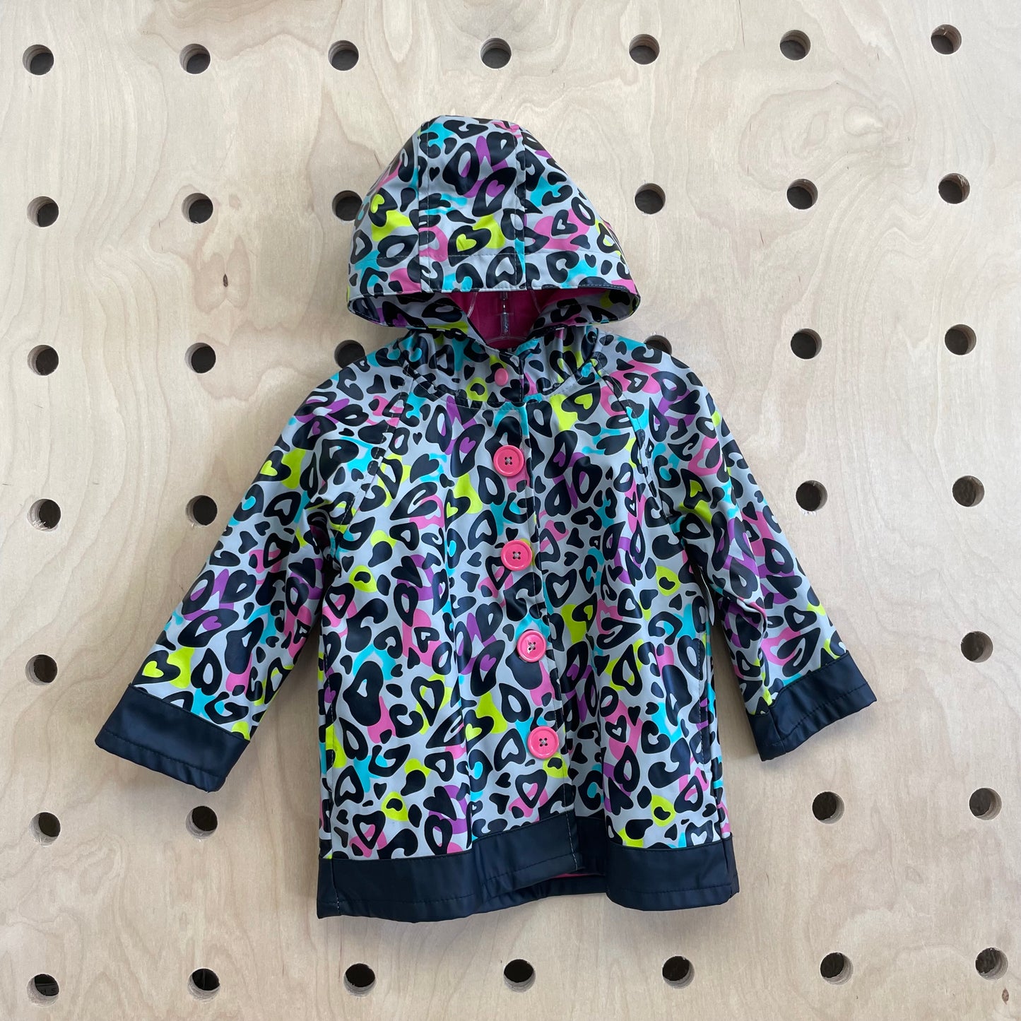 Grey Animal Print Rain Jacket